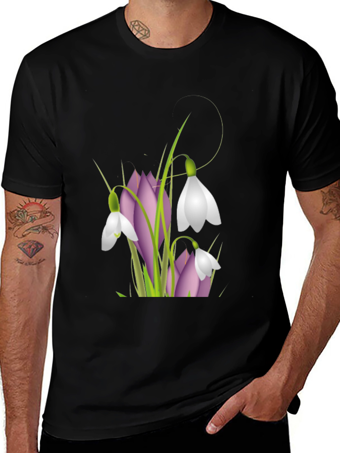 Variant 3 of Floral Graphic Tee - Snowdrop Design