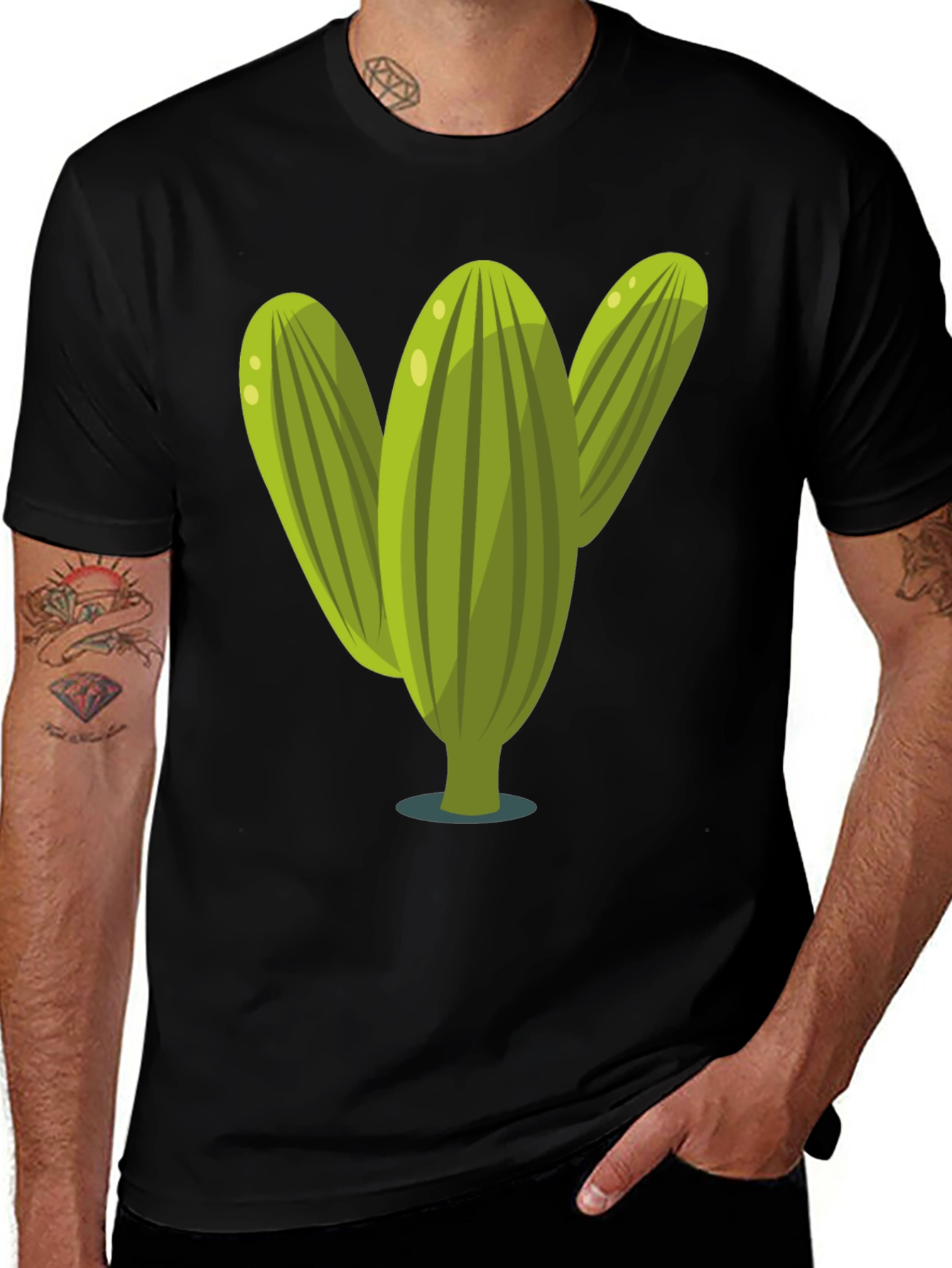 Variant 24 of Cactus Graphic Tee - Black Cotton T-Shirt