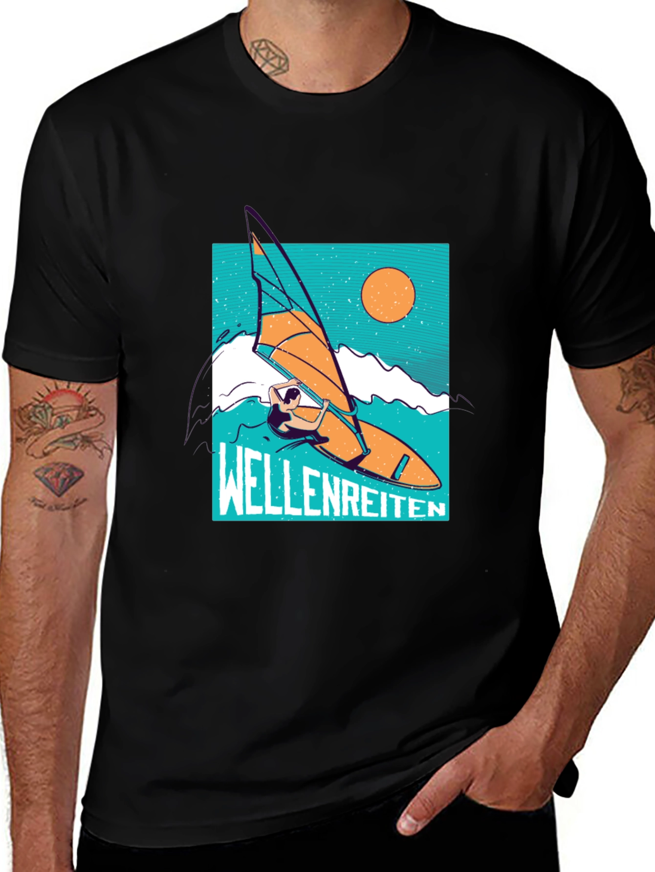 Variant 23 of Wellenreiten T-Shirt - Black Graphic Tee