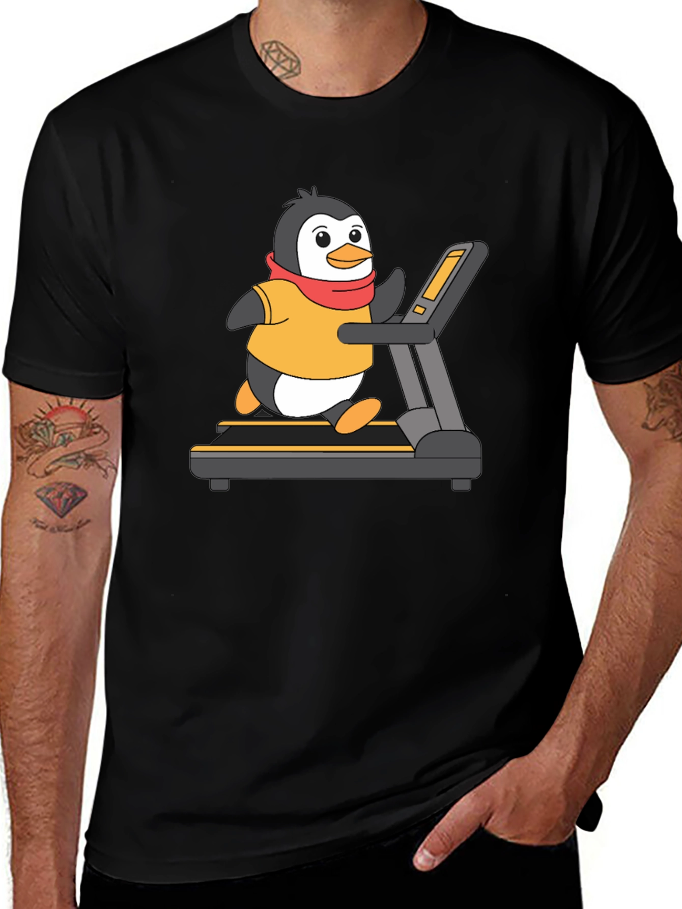 Variant 23 of Penguin Treadmill Graphic Tee - Workout Humor