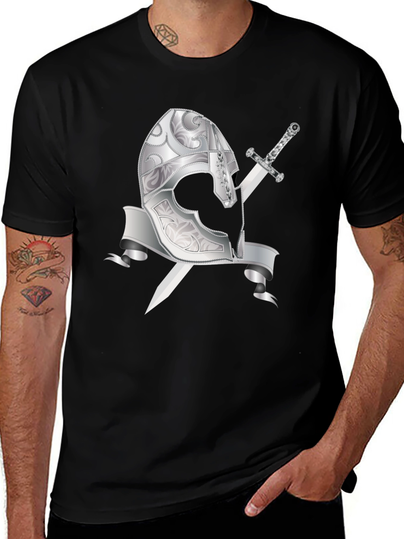Knight's Helmet & Sword Graphic Tee