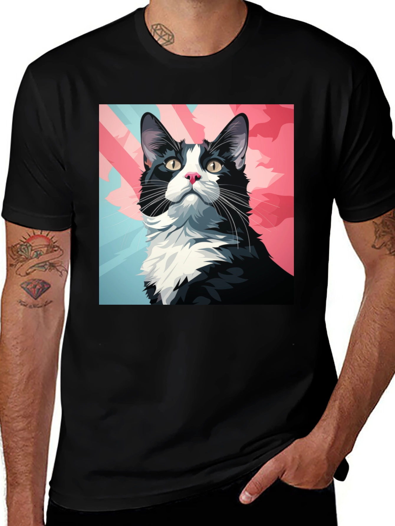 Variant 6 of Cool Cat Graphic Tee - Black T-Shirt