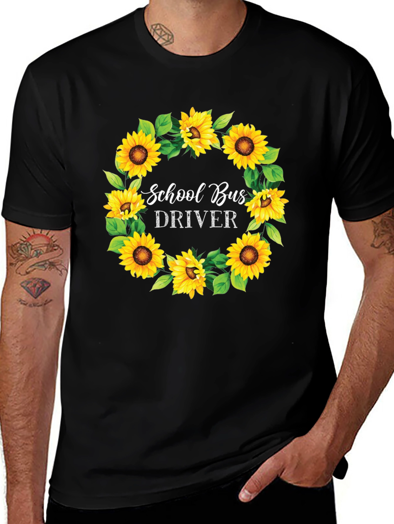 Variant 23 of Sunflower School Bus Driver Graphic T-Shirt