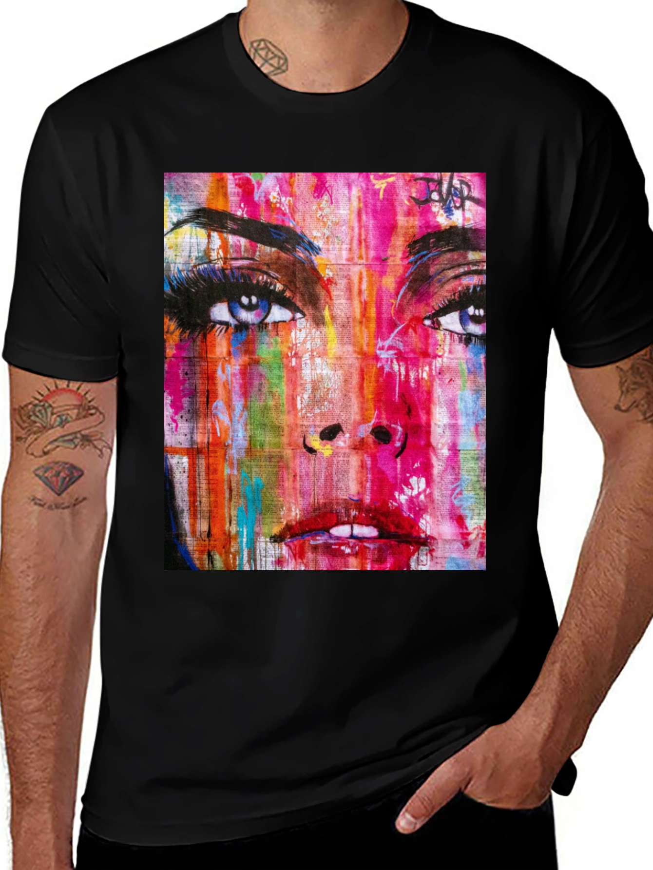 Variant 12 of Abstract Woman Graphic Print Black T-Shirt