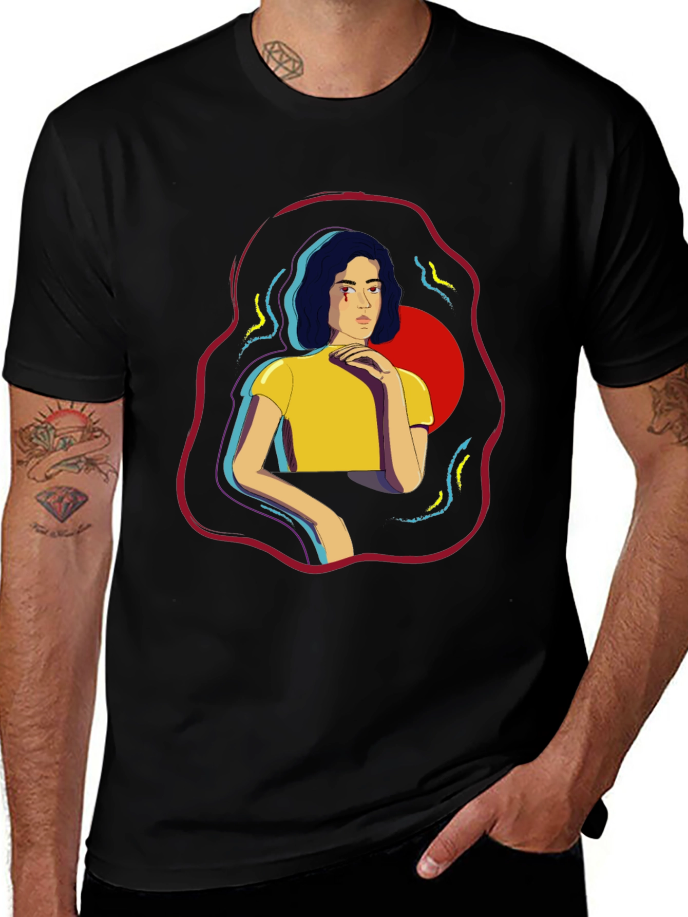Variant 18 of Graphic Print T-Shirt - Abstract Woman Design