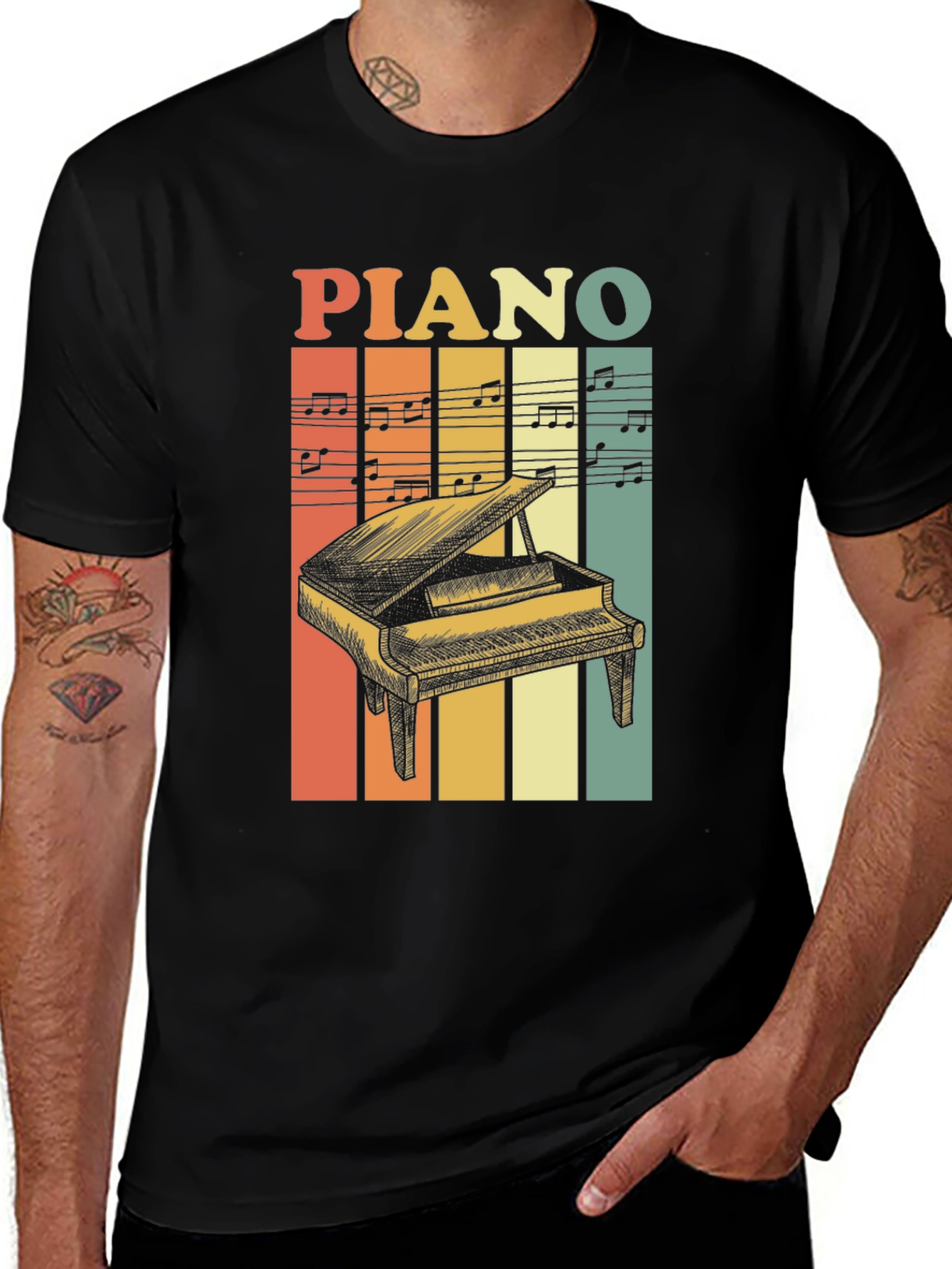 Variant 19 of Retro Piano Music T-Shirt - Vintage Style Tee