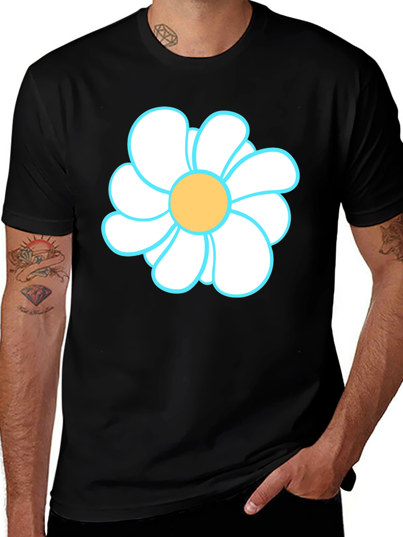 Variant 22 of Daisy Graphic Tee - Black Cotton T-Shirt