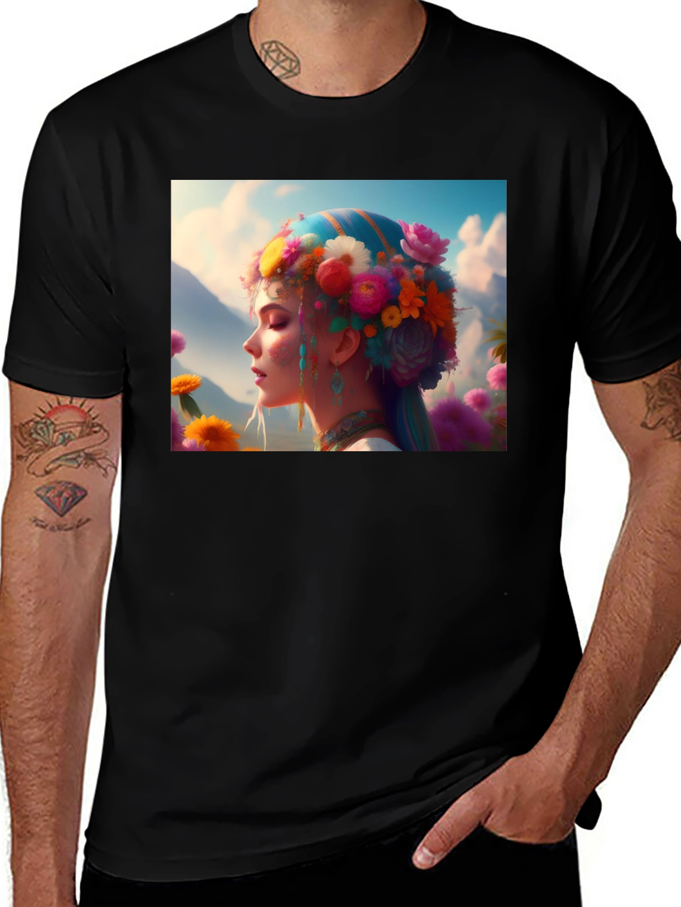 Variant 10 of Floral Fantasy Graphic Tee - Unique Artistic Design