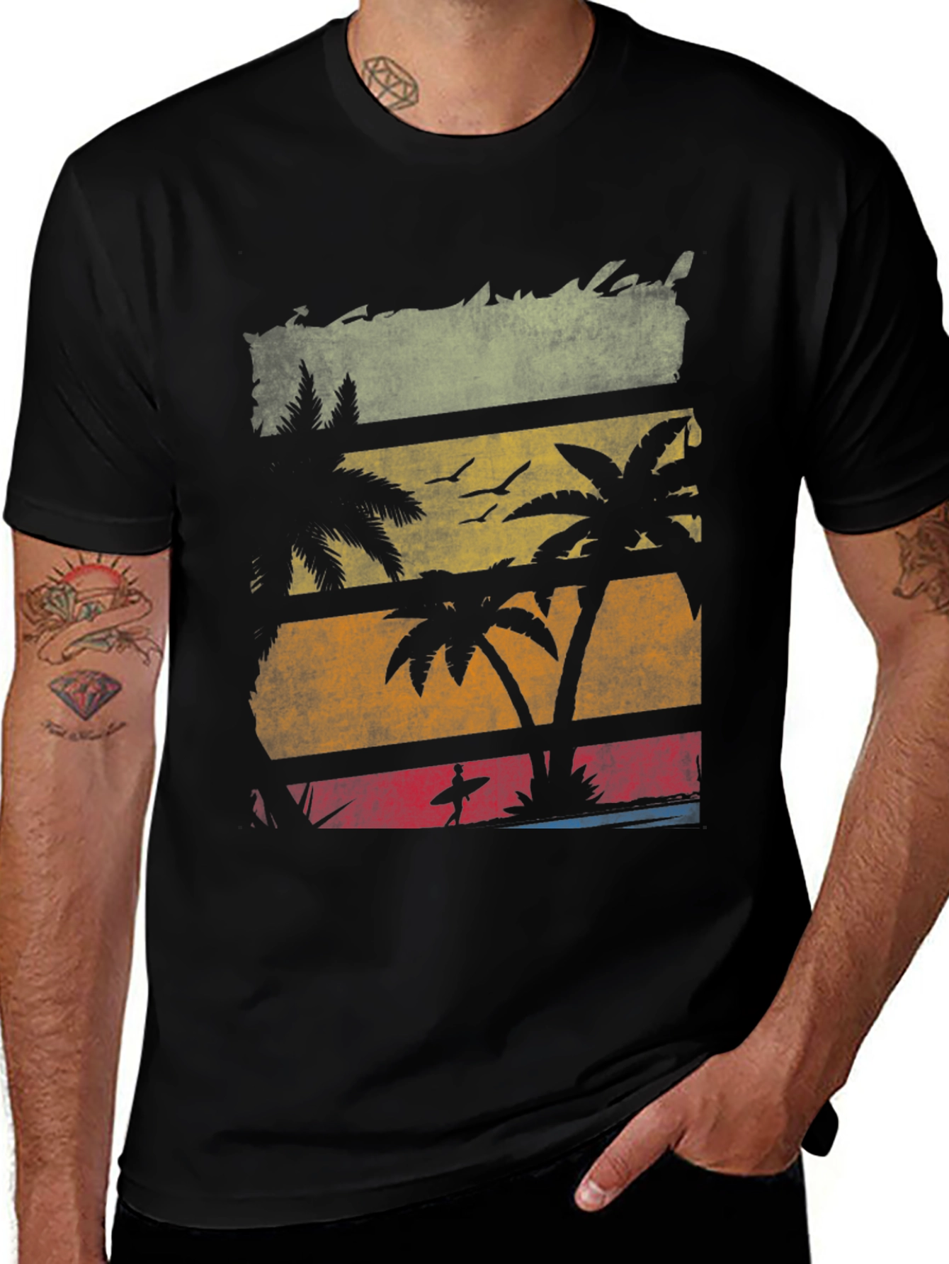 Variant 15 of Retro Beach T-Shirt - Vintage Palm Tree Graphic Tee