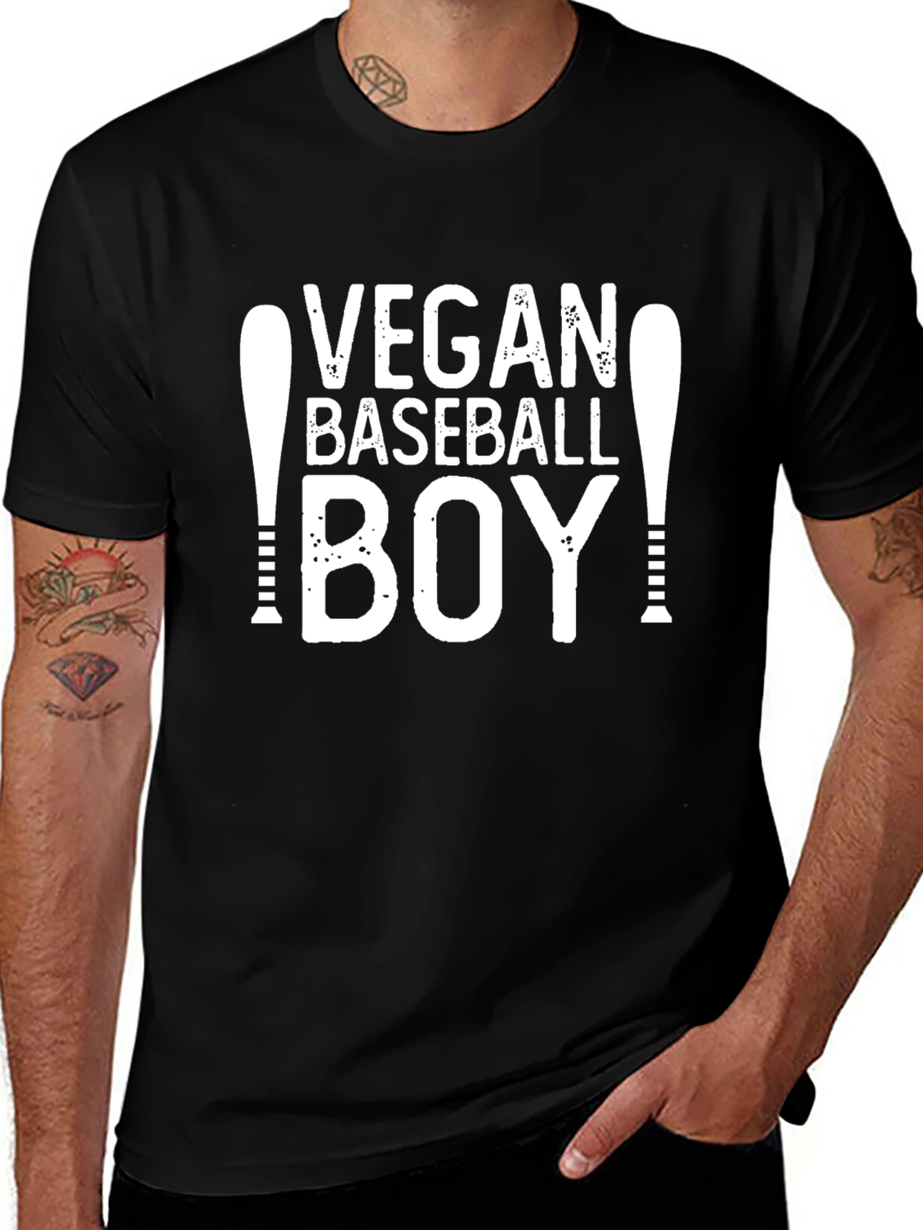 Variant 26 of Vegan Baseball Boy Black T-Shirt