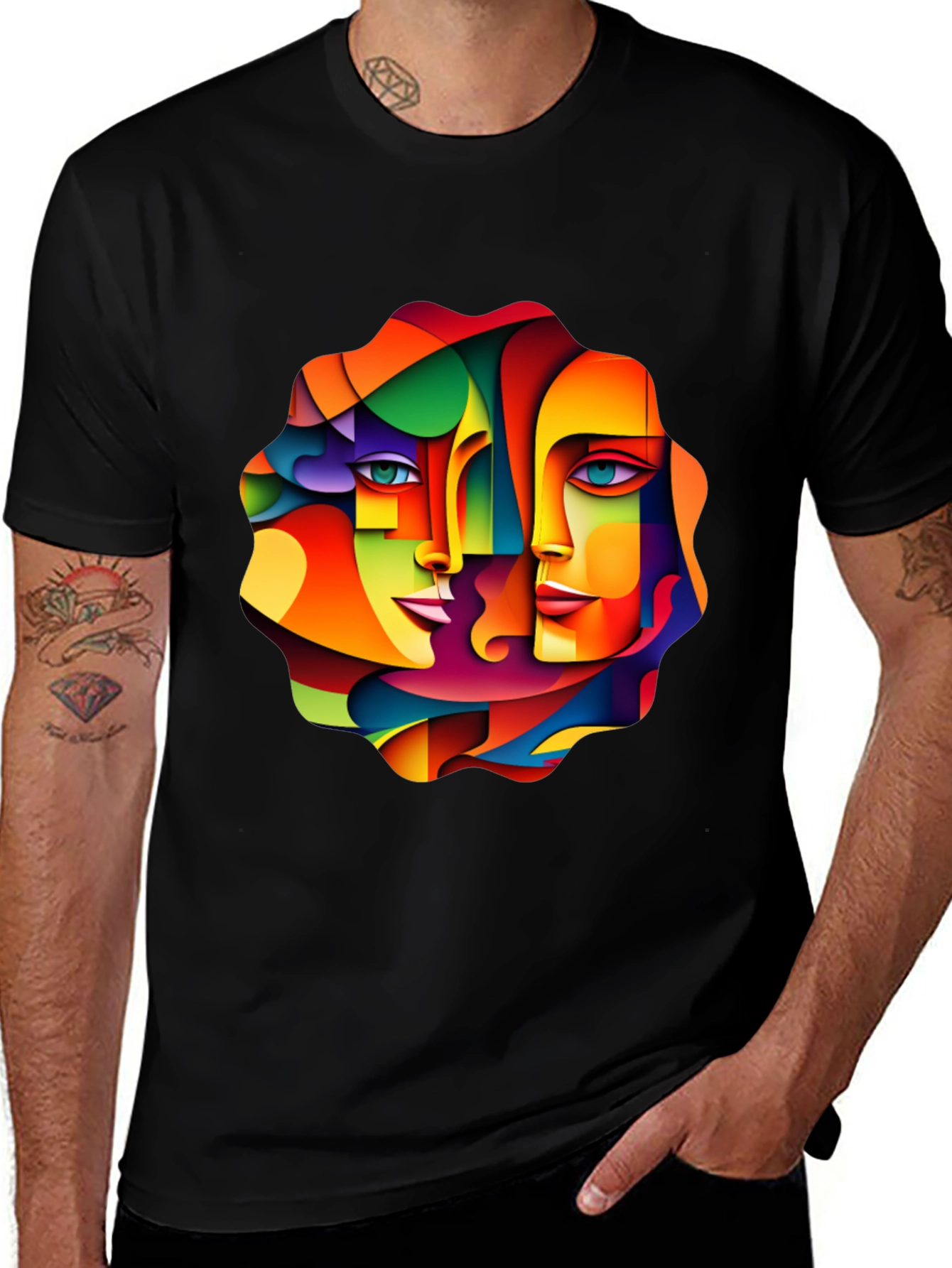 Variant 12 of Abstract Faces Graphic Tee - Colorful Unisex T-Shirt