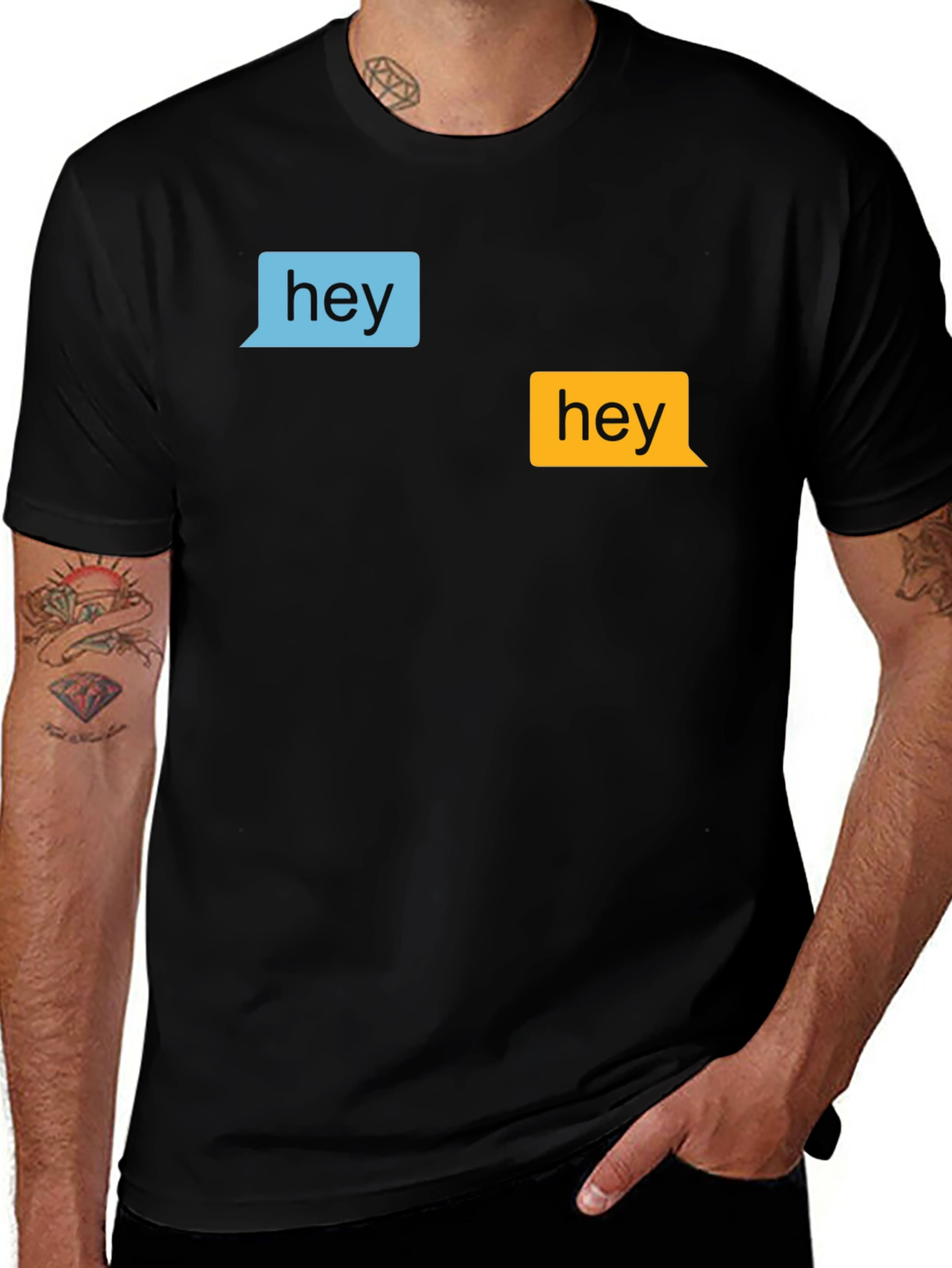 Variant 9 of Hey Graphic Tee - Casual Black Cotton T-Shirt