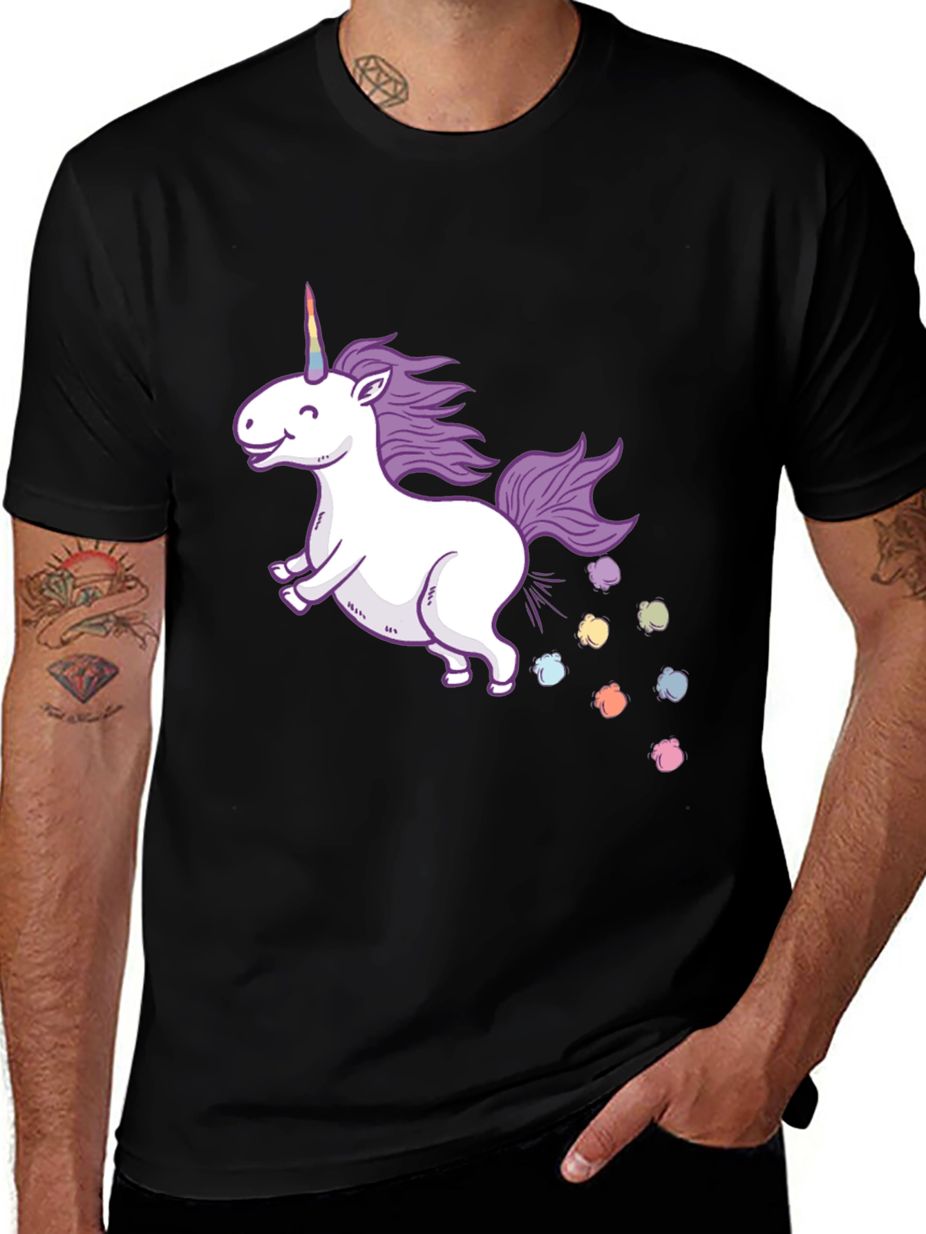 Variant 28 of Unicorn Rainbow Poop Black T-Shirt