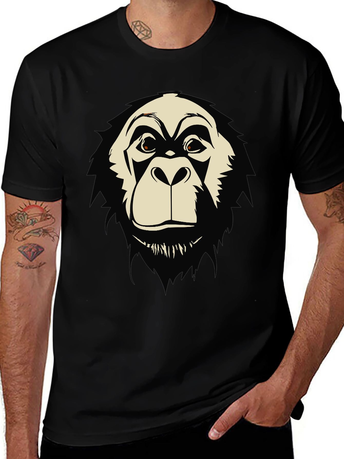 Variant 17 of Gorilla Graphic Tee - Bold Ape Design Black T-Shirt
