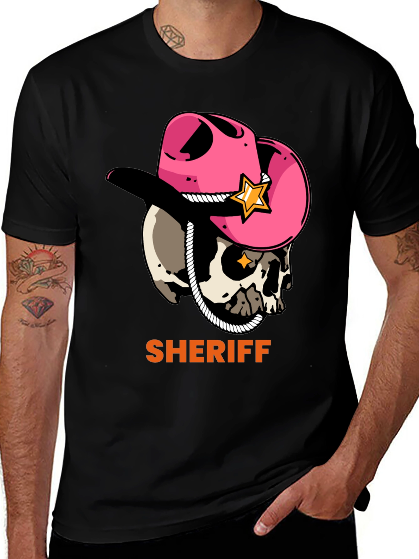 Variant 15 of Skull Sheriff Tee - Western Style