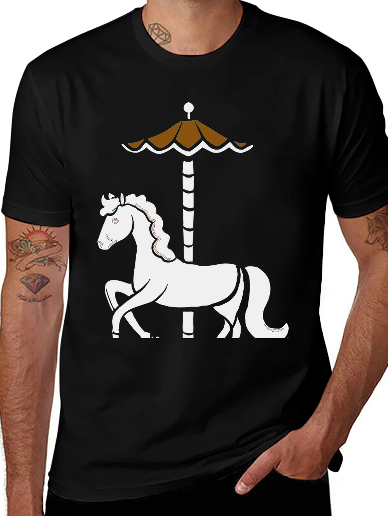 Carousel Horse T-Shirt - Whimsical Retro Design