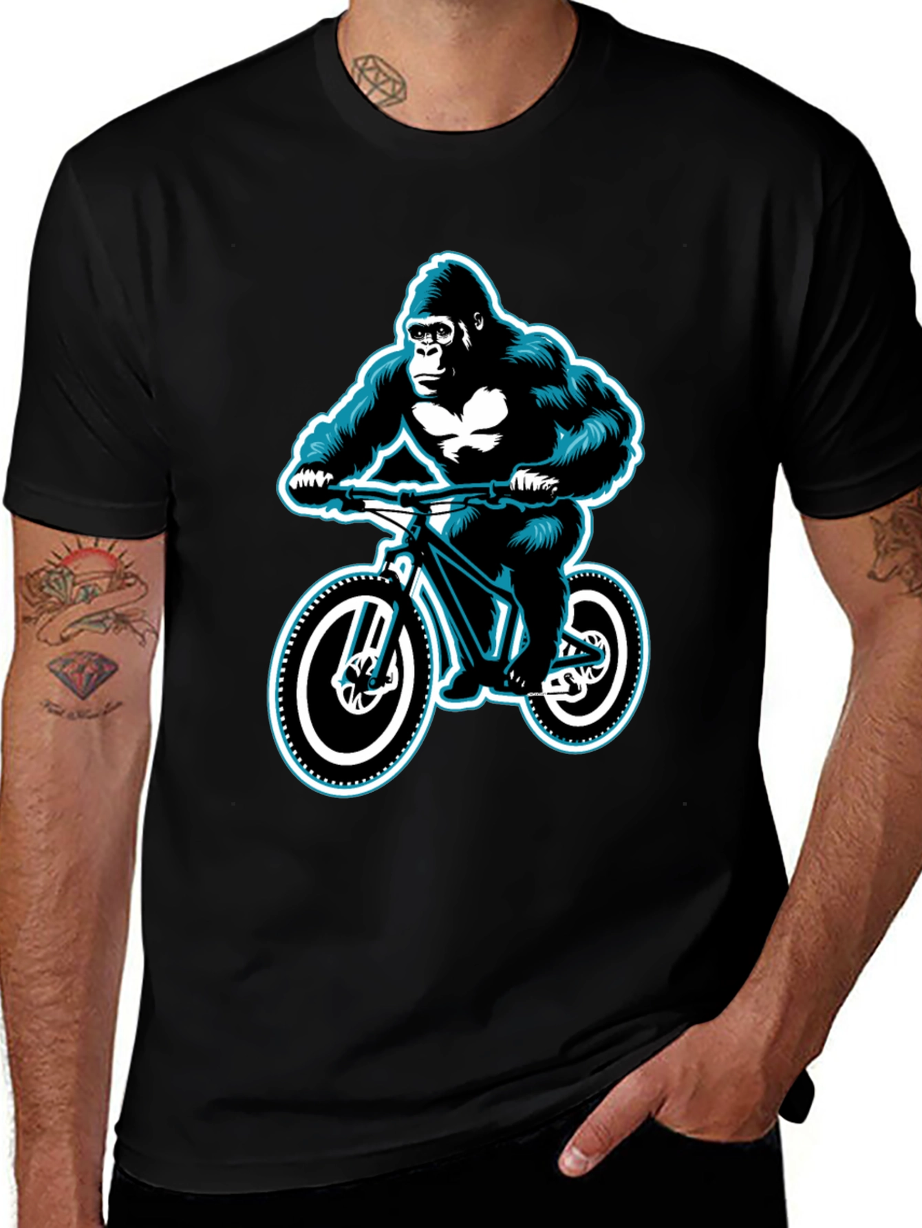 Variant 15 of Gorilla Biker Graphic Tee - Black