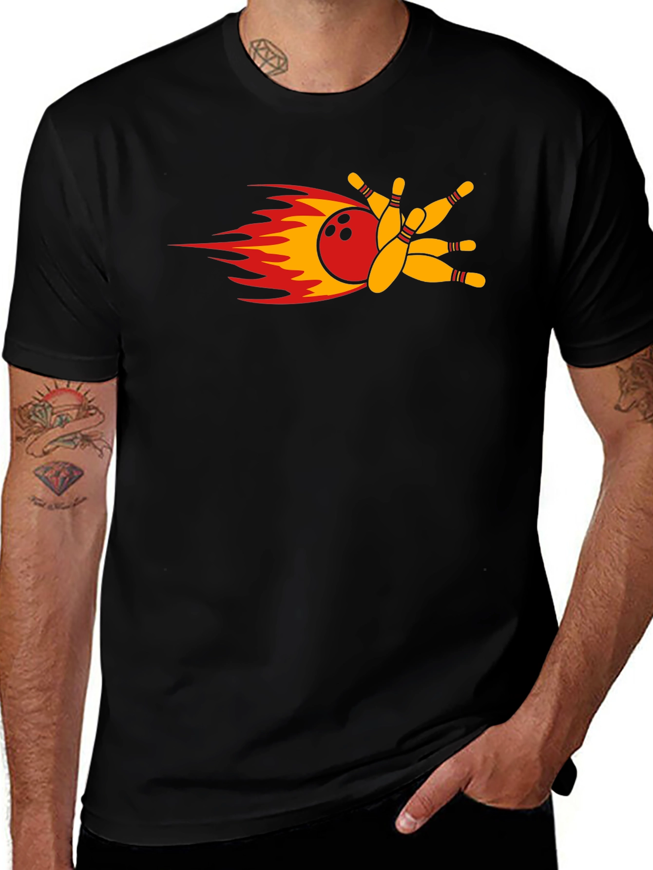 Variant 9 of Flaming Bowling Strike T-Shirt