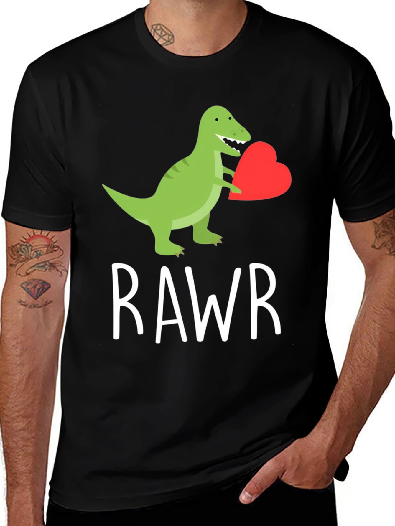 Variant 22 of RAWR Dinosaur Heart Graphic Tee - Valentine's Day