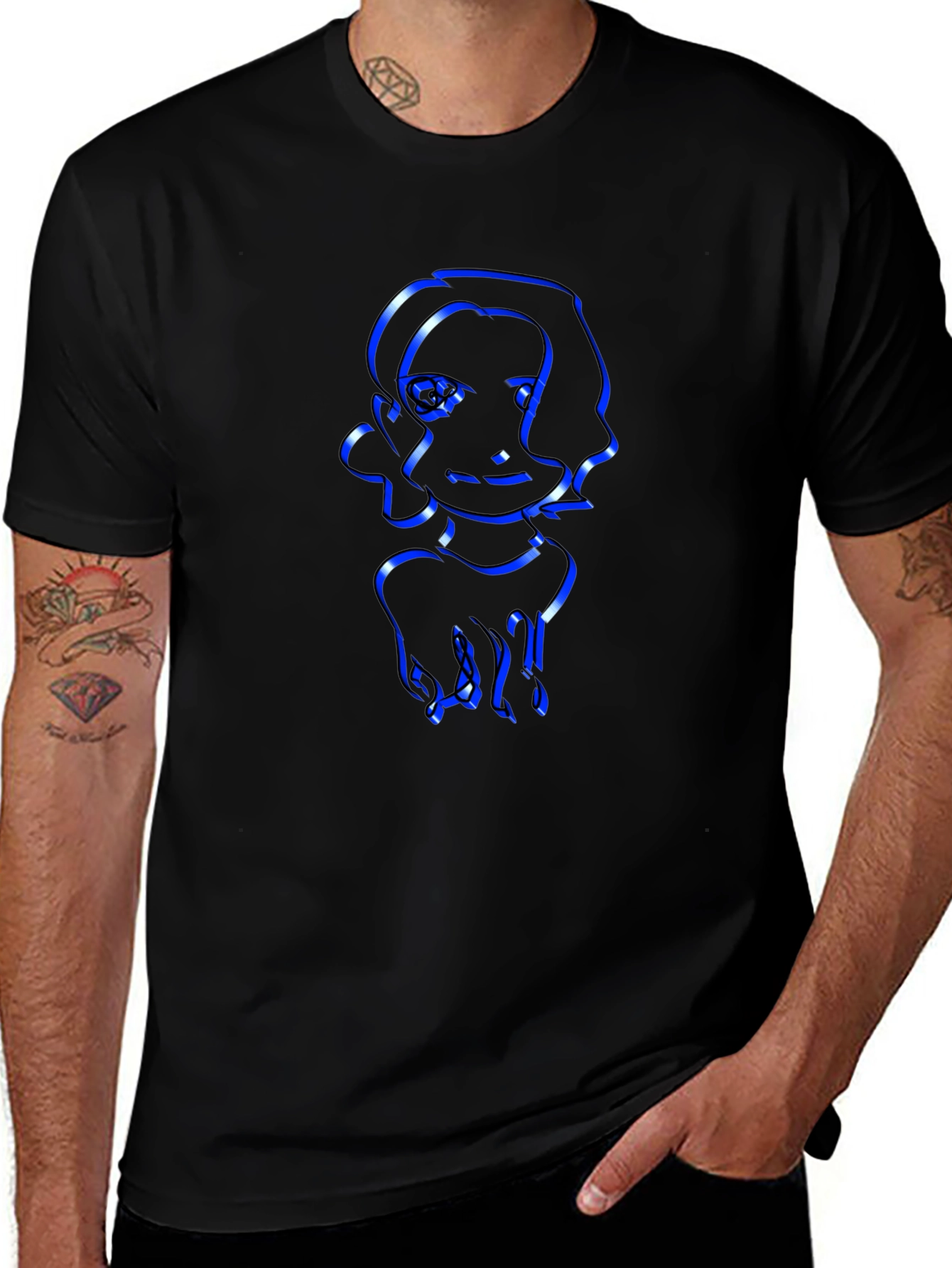 Variant 20 of Cool Graphic Tee - Modern Blue Outline Design