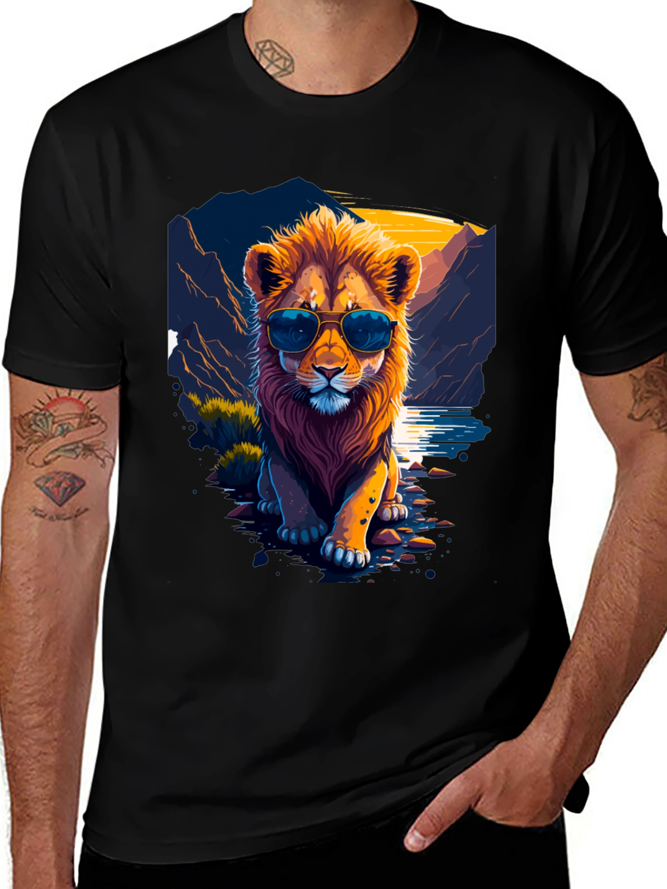 Variant 29 of Cool Lion Graphic Tee - Black T-Shirt