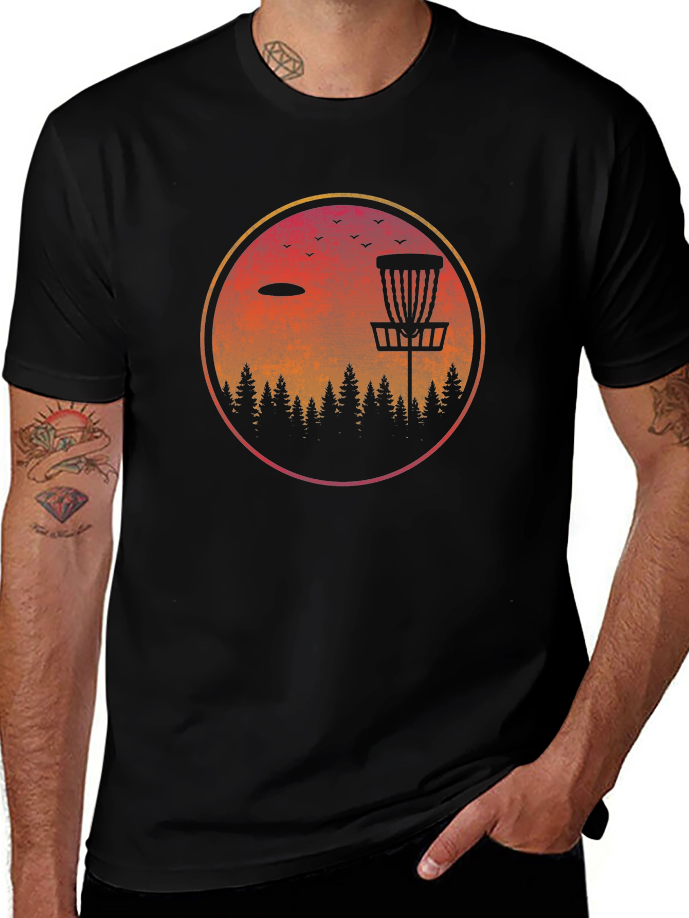 Variant 23 of Disc Golf Sunset Graphic Tee - Outdoor Adventure
