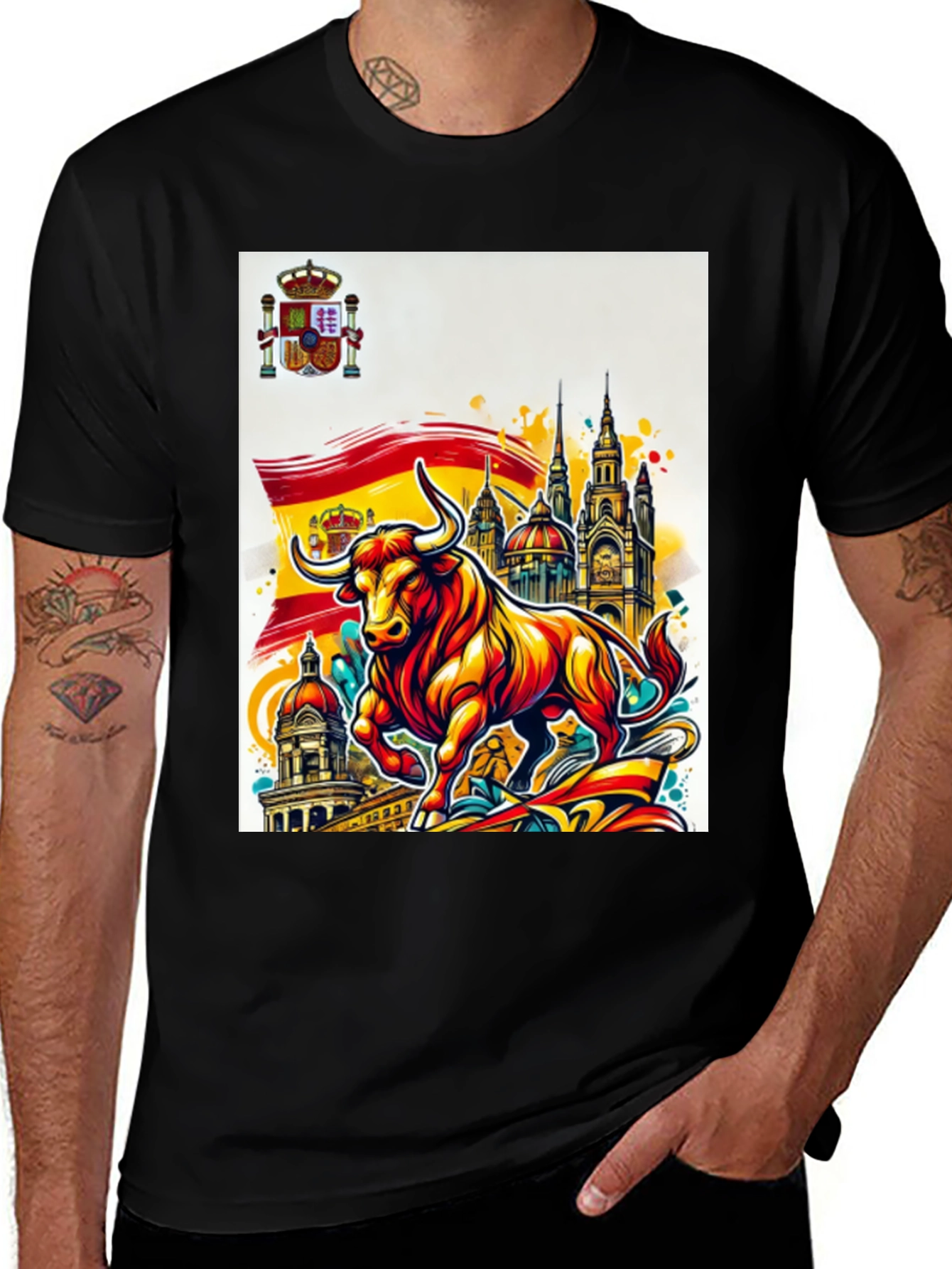 Variant 8 of Spain Pride Graphic Tee - Bull Design