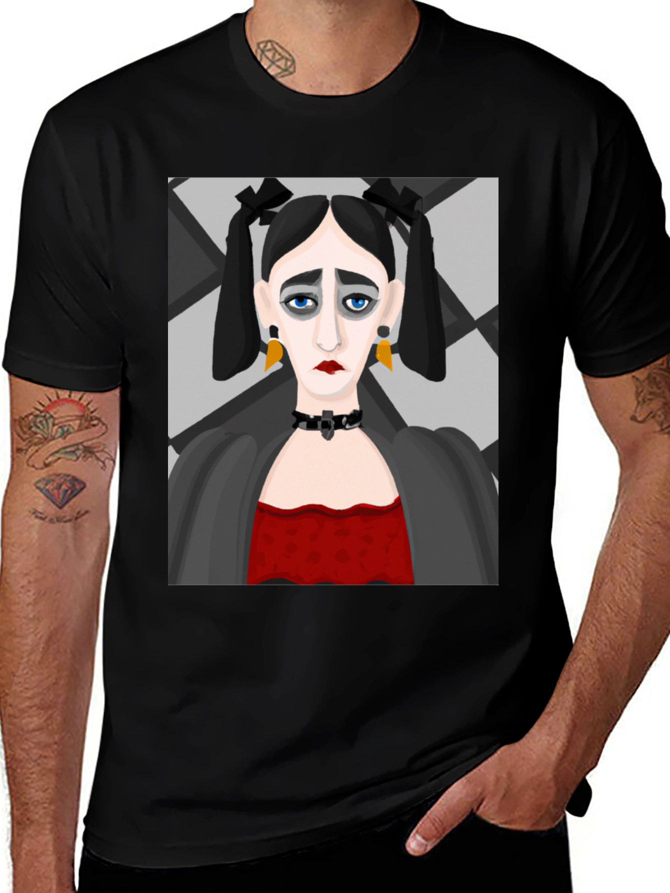 Variant 12 of Goth Girl Graphic Print Black T-Shirt