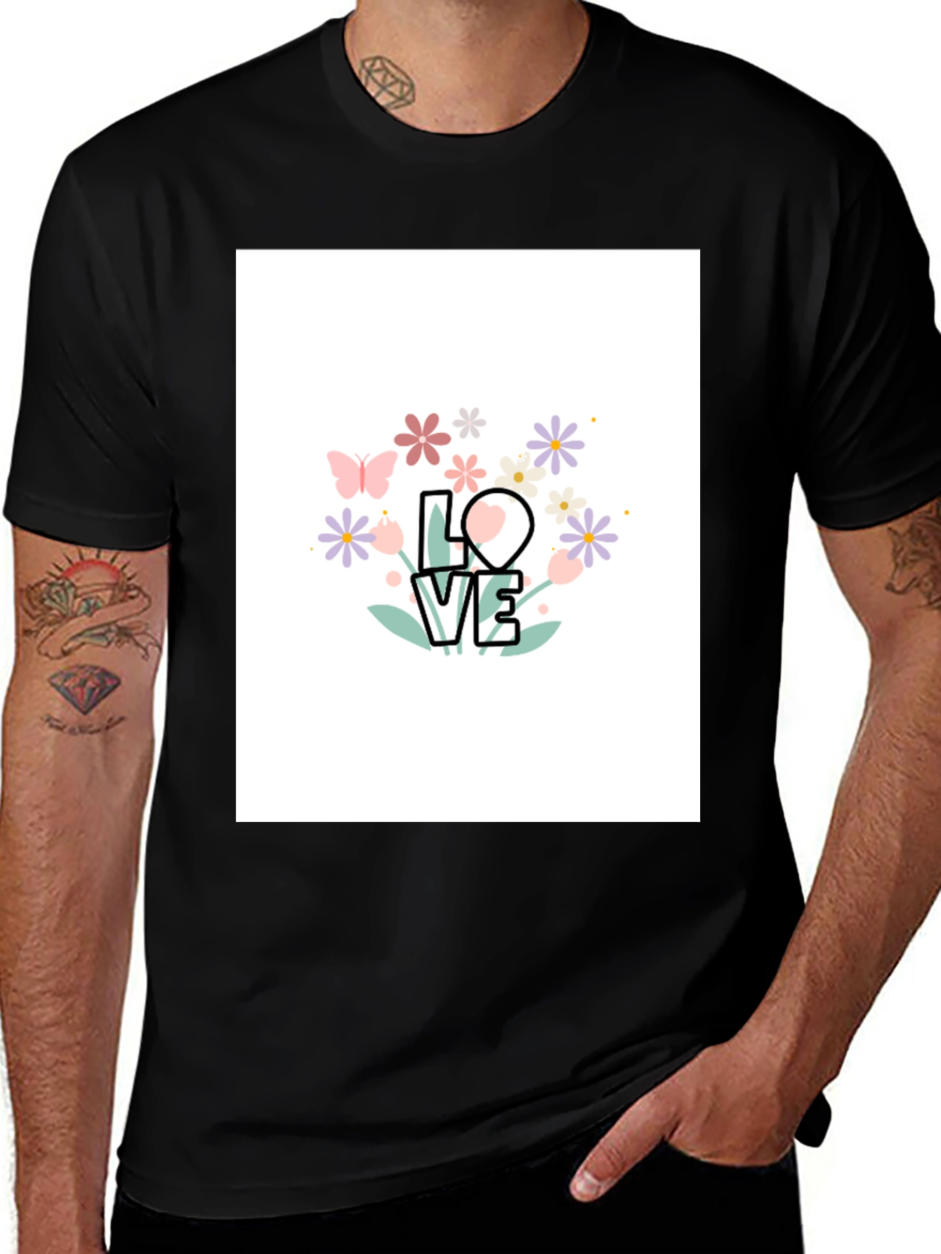 Variant 14 of Floral LOVE Graphic T-Shirt - Trendy Casual Wear