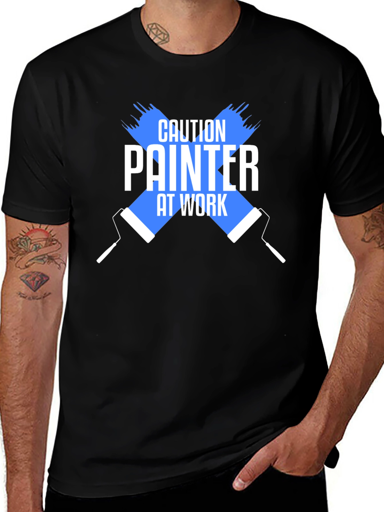 Variant 9 of Caution Painter At Work Black T-Shirt