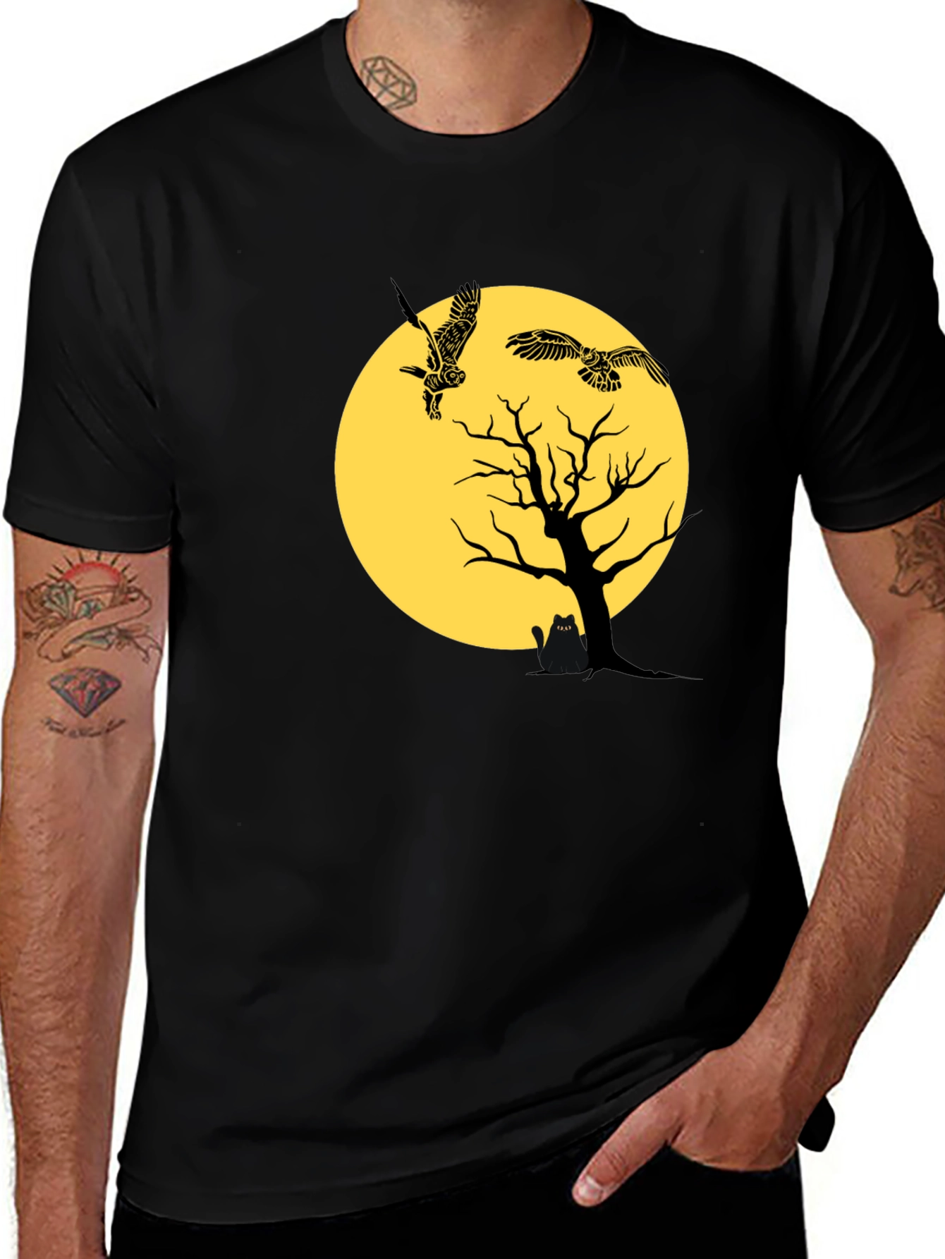 Moonlit Owl & Cat T-Shirt