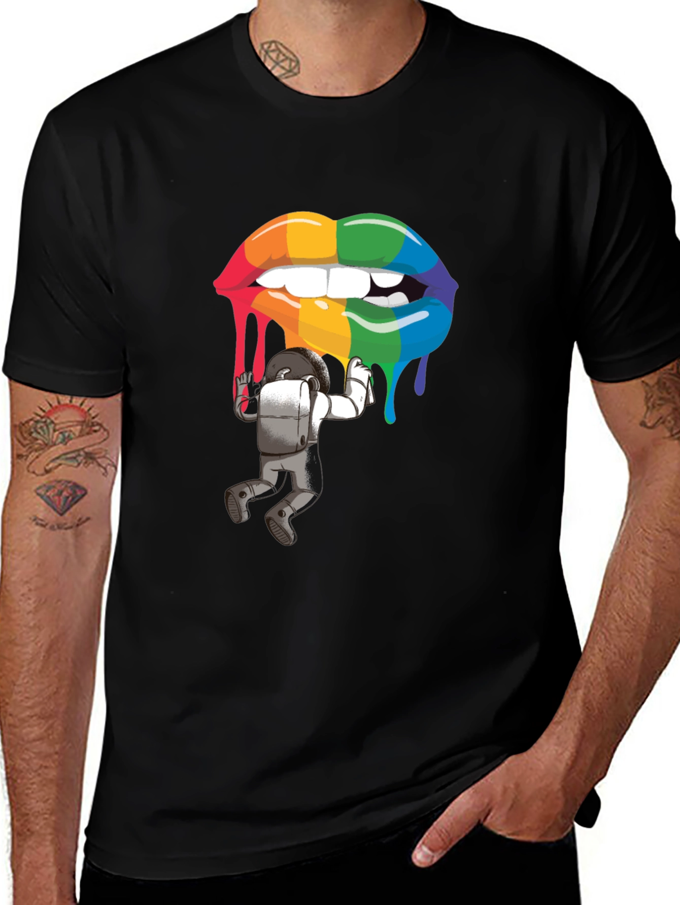Variant 29 of Rainbow Lips Astronaut Graphic Tee