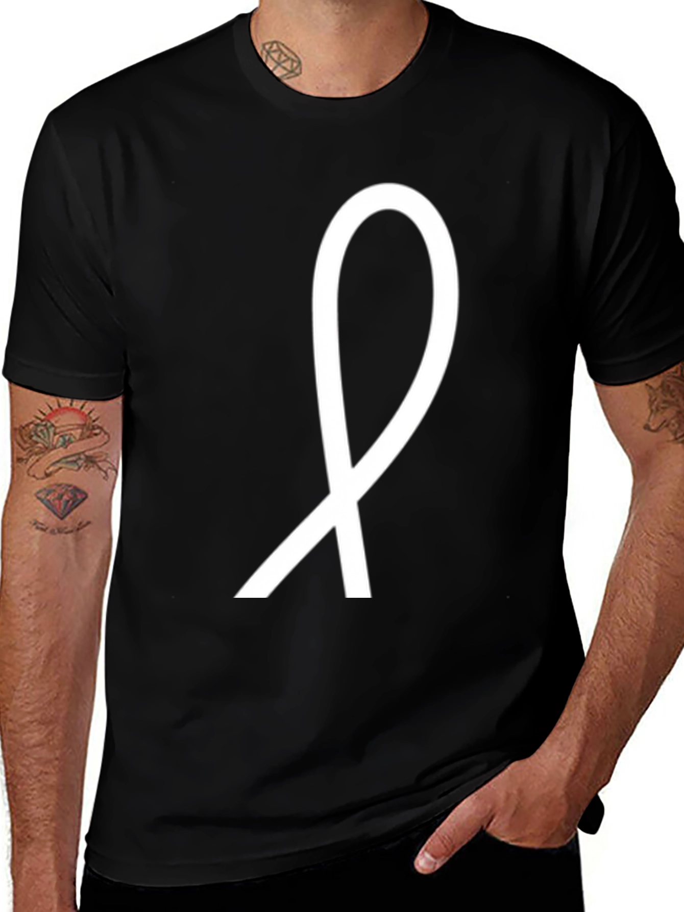 Variant 9 of Minimalist Ribbon Graphic Black T-Shirt