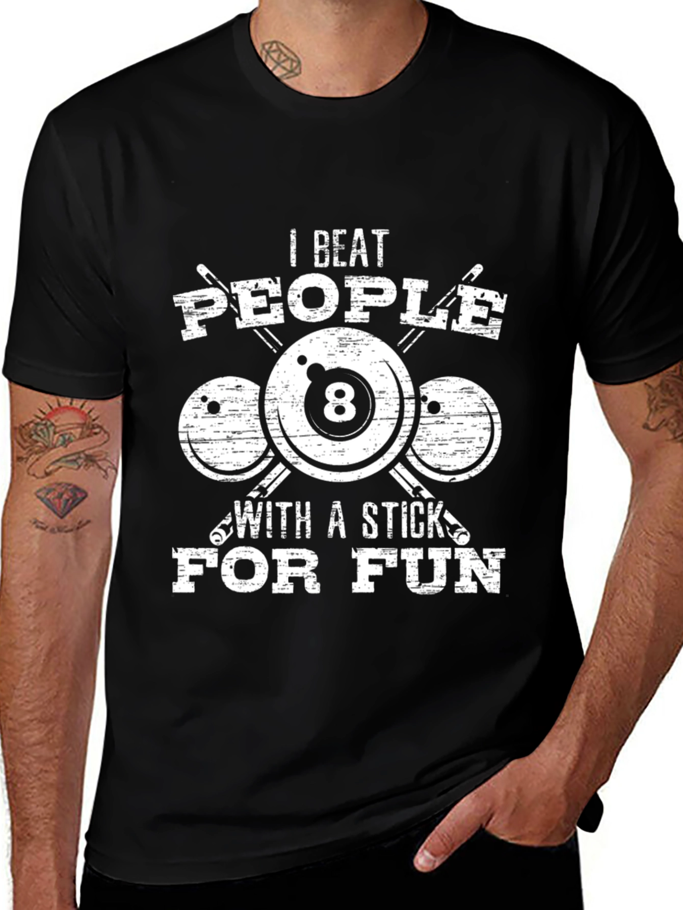 Variant 5 of I Beat People With a Stick For Fun T-Shirt - Billiards Lover Tee