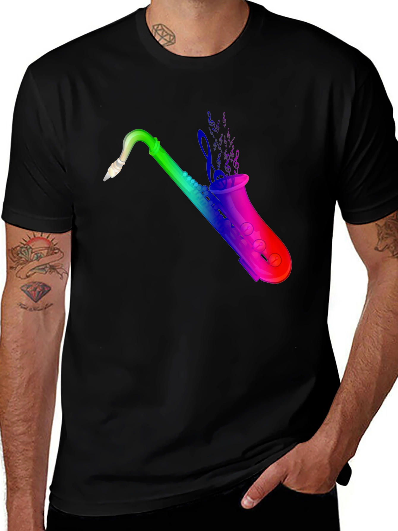 Variant 9 of Rainbow Saxophone T-Shirt - Music Lover Tee