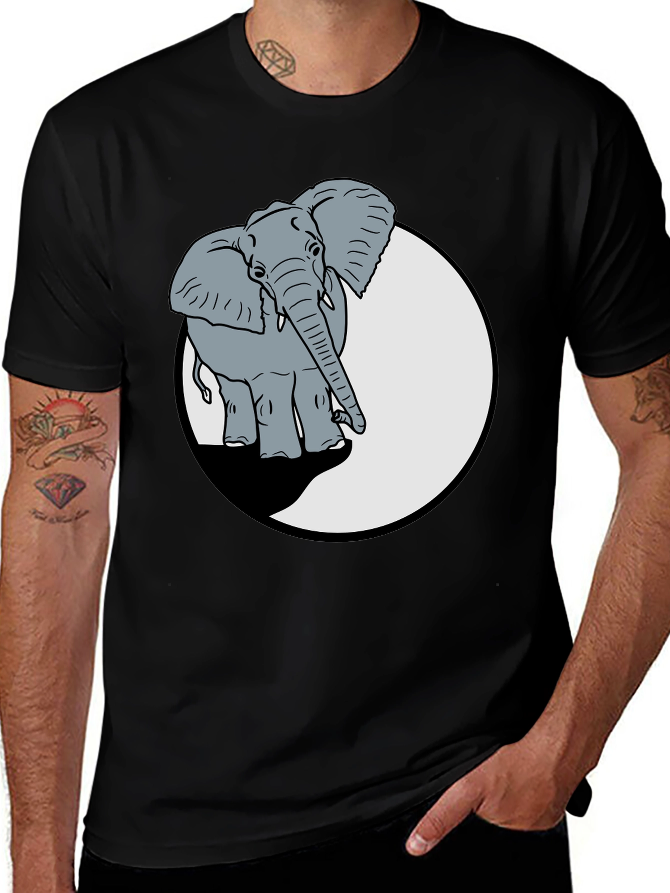 Variant 20 of Elephant Graphic Print Crew Neck T-Shirt