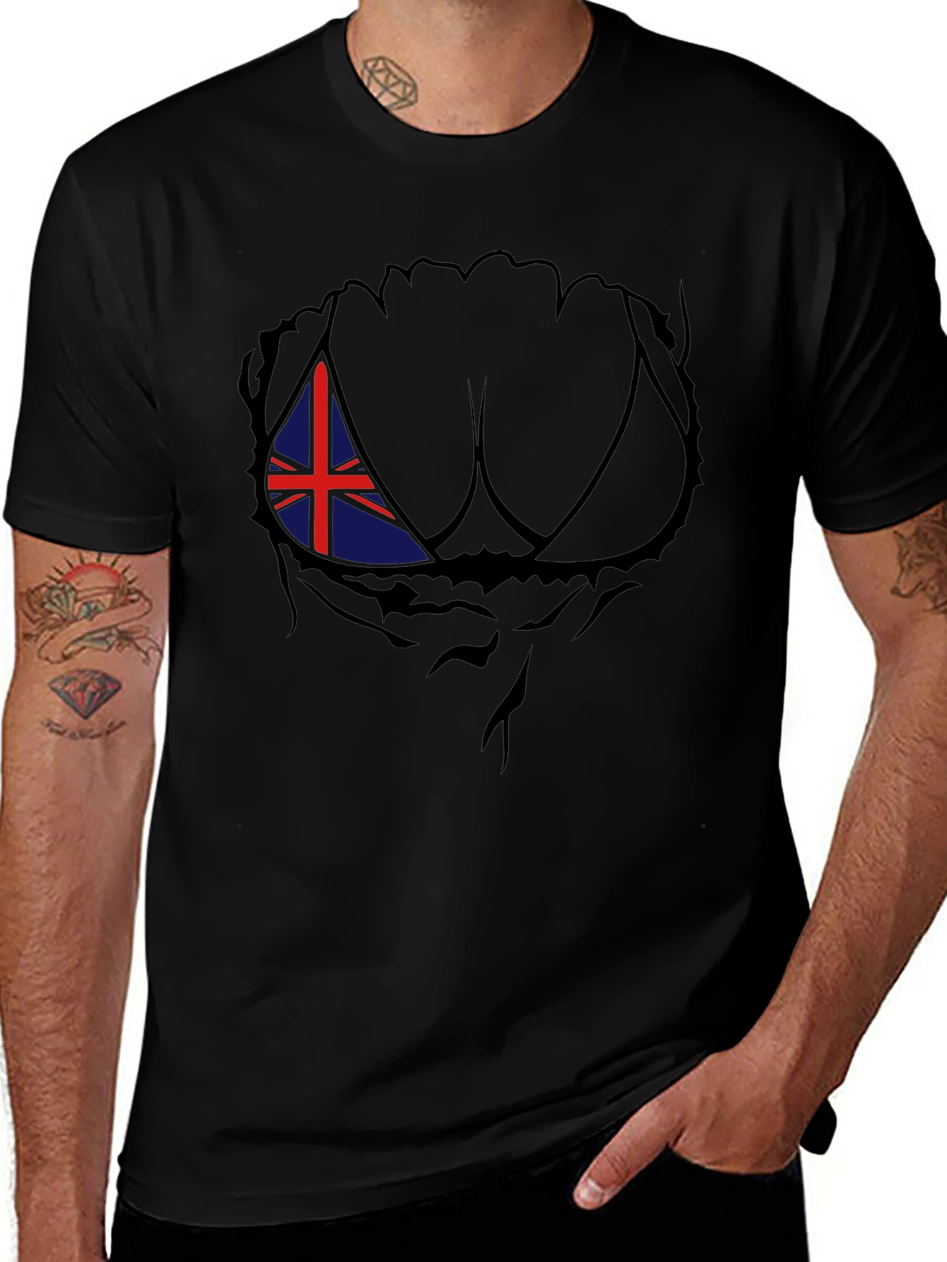 Variant 2 of Union Jack Chest Rip Men's T-Shirt