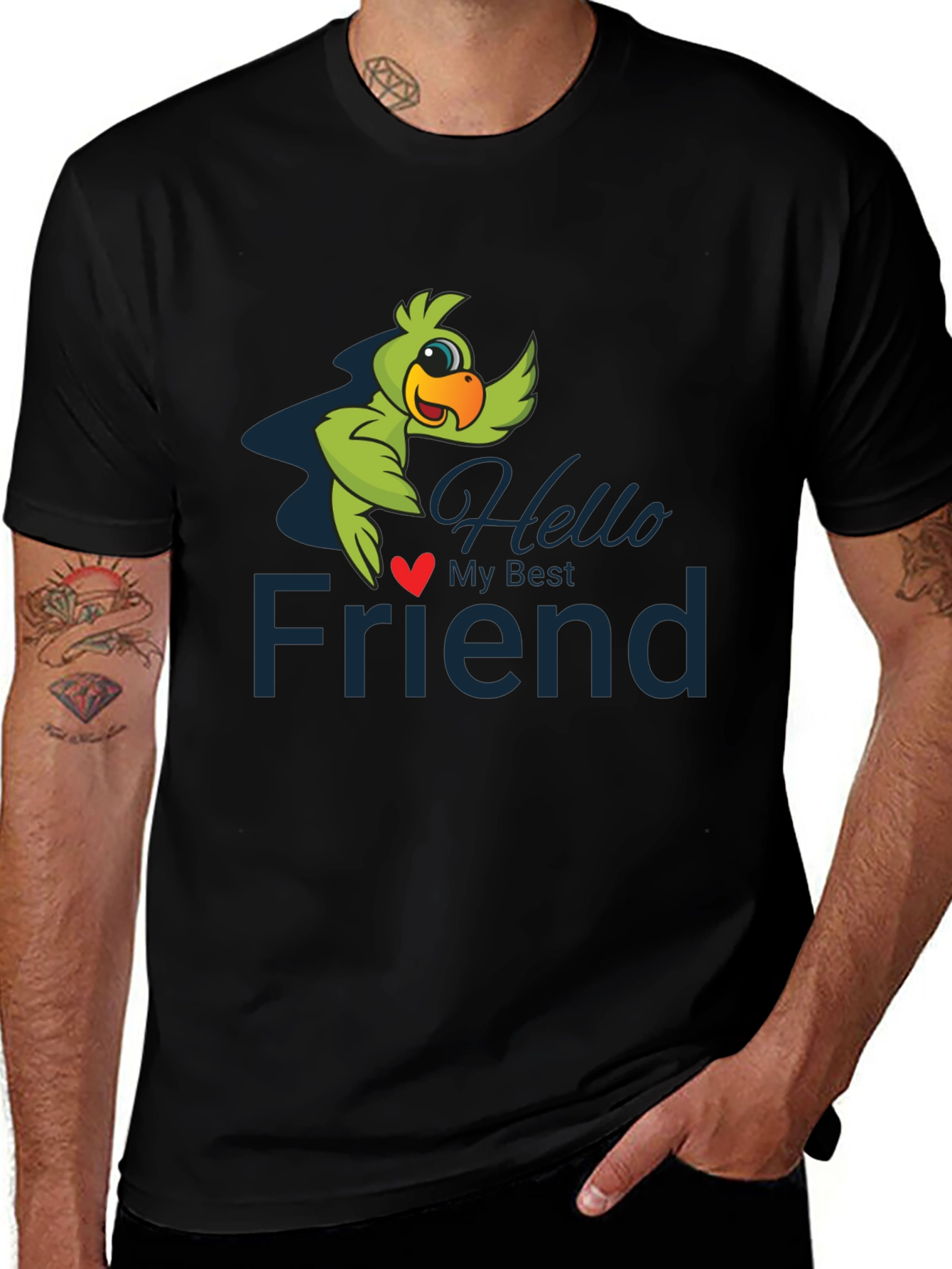 Hello My Best Friend T-Shirt, Parrot Graphic Tee