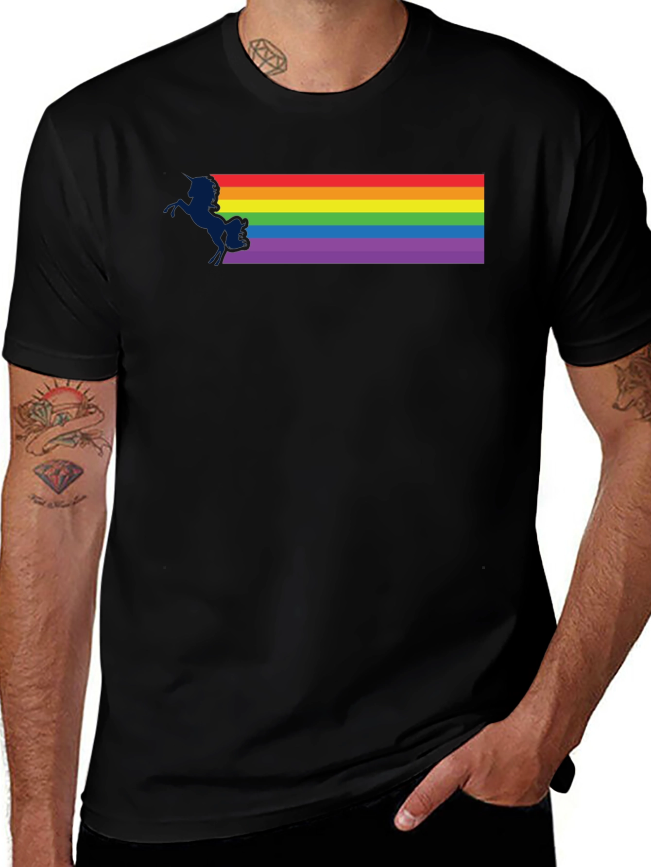 Variant 11 of Pride Cat Graphic T-Shirt - Black