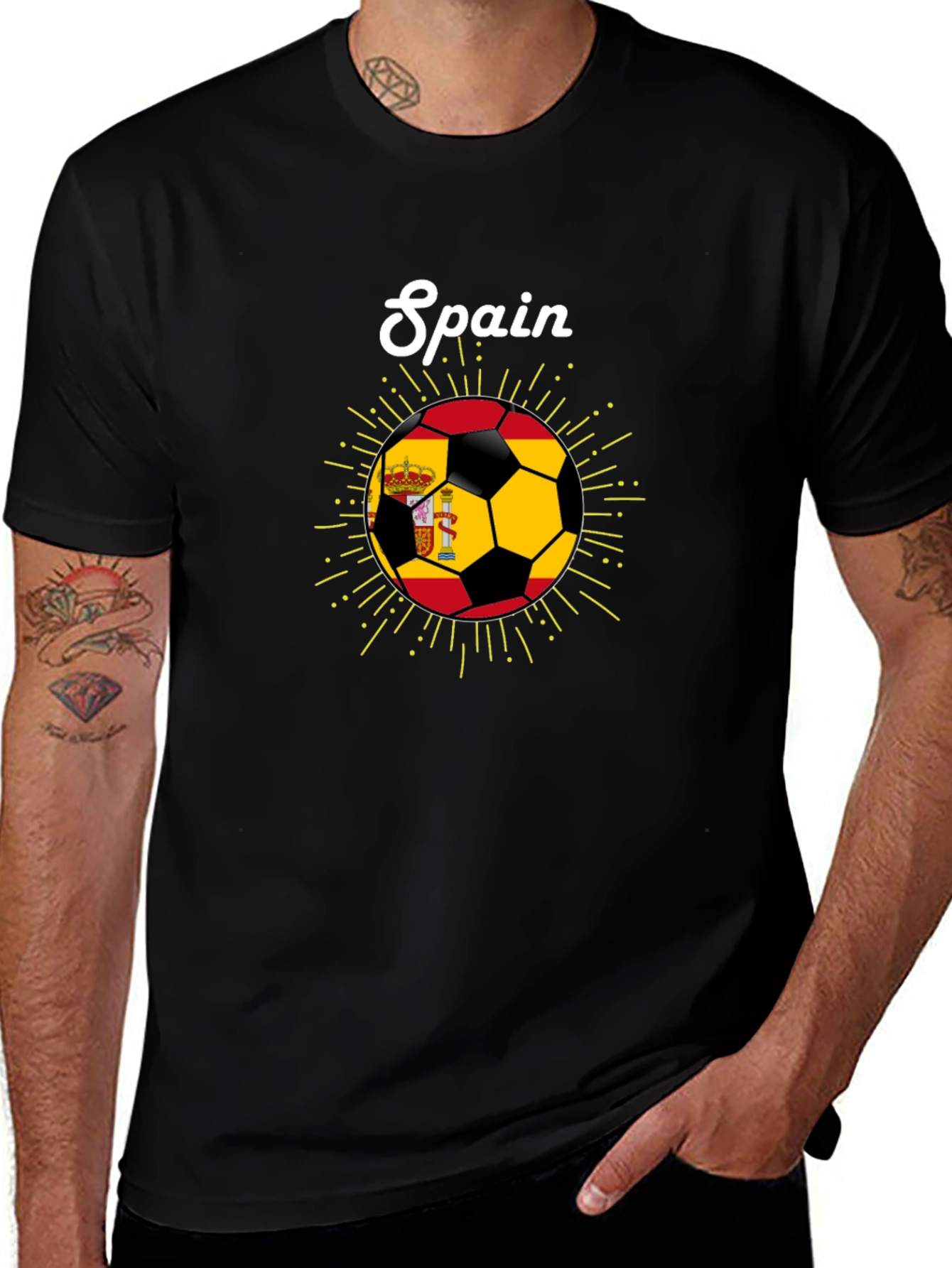 Variant 30 of Spain Soccer Ball T-Shirt - Black