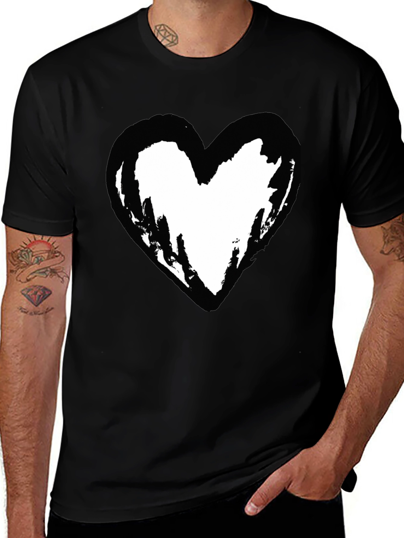 Variant 27 of Black T-Shirt with Heart Graphic
