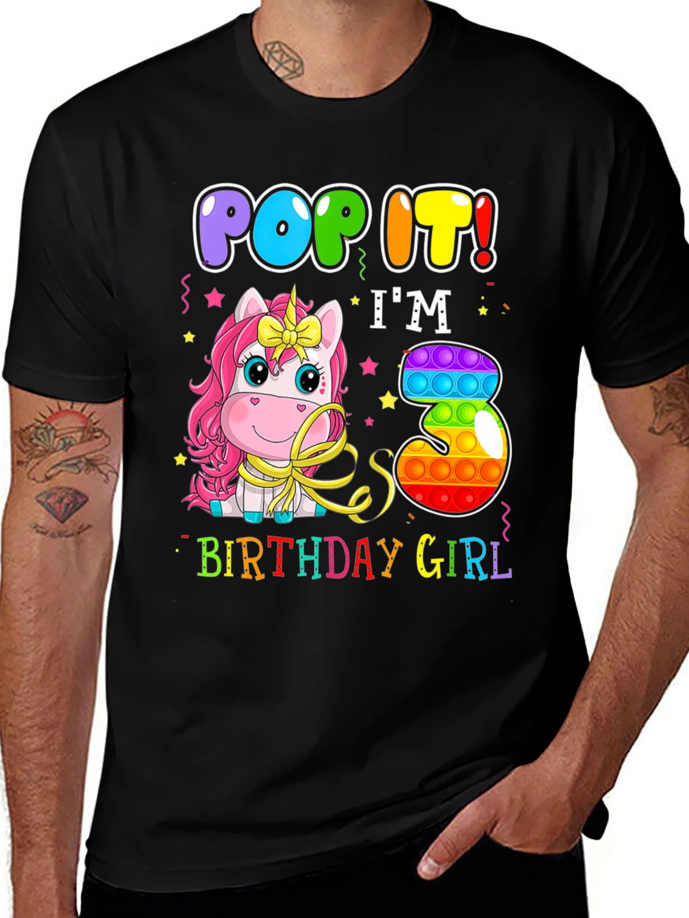Variant 29 of Pop It I'm 3 Birthday Girl T-Shirt