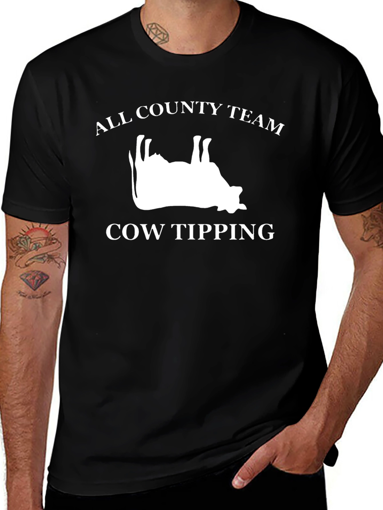 Cow Tipping All County Team Black T-Shirt