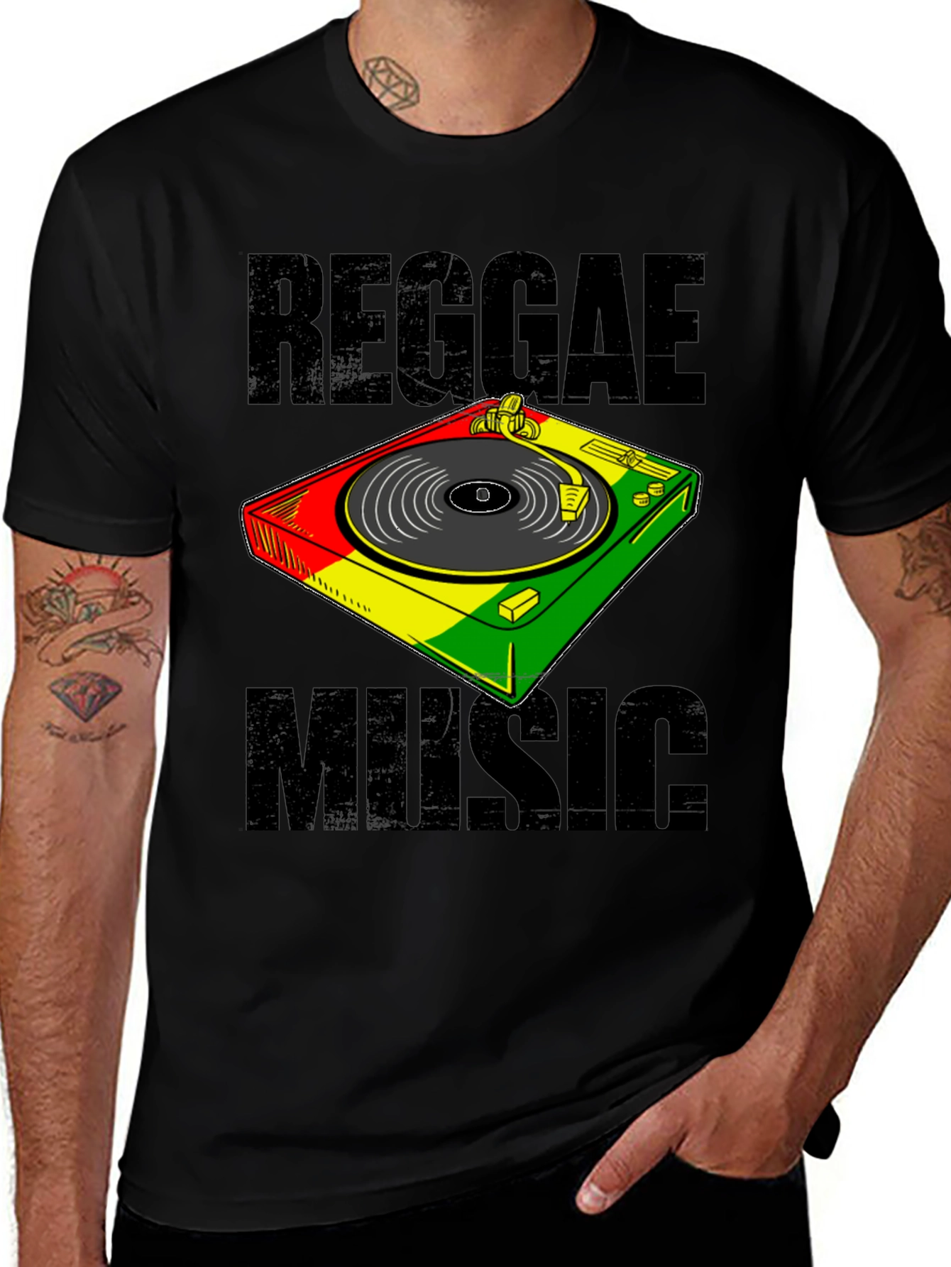 Variant 19 of Reggae Music Turntable Graphic T-Shirt