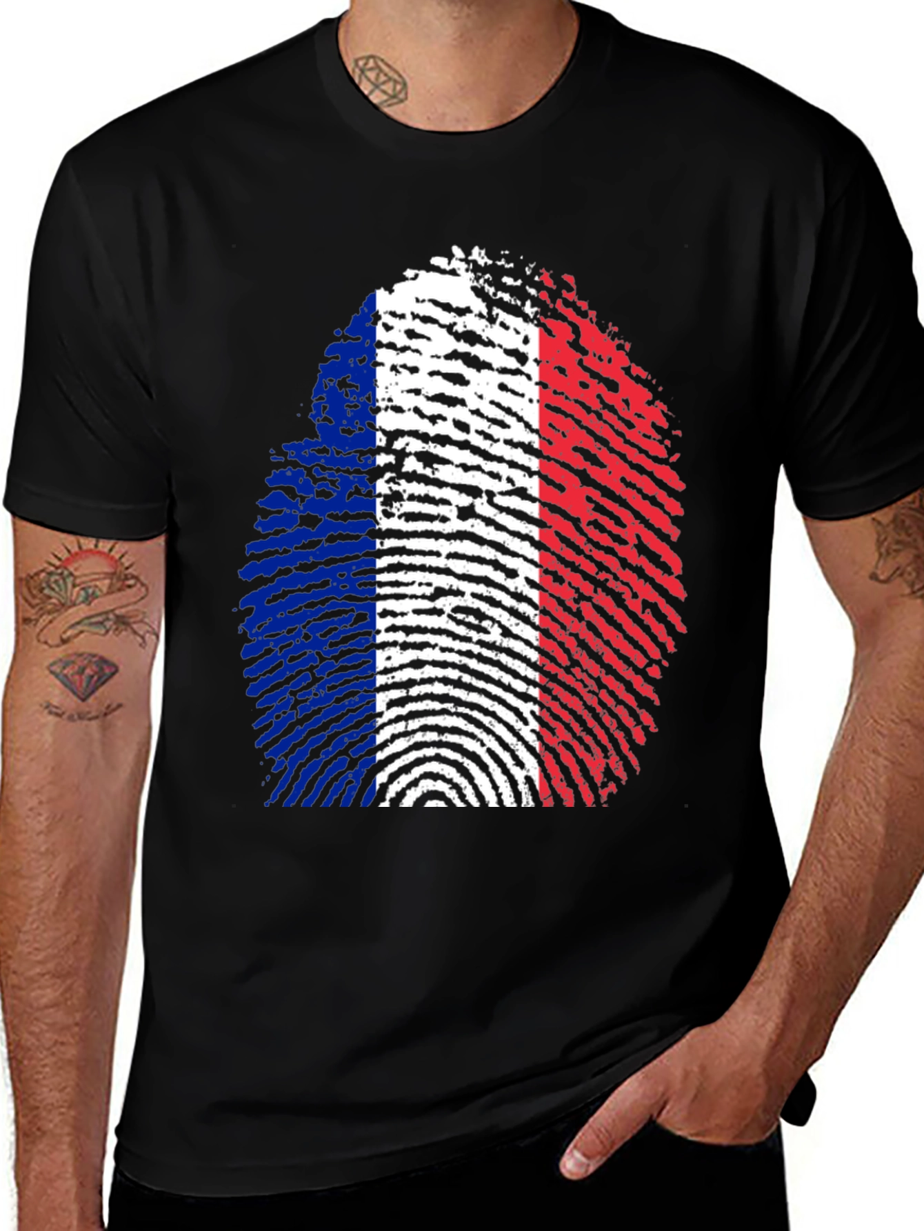 France Fingerprint T-Shirt - Tricolor Pride