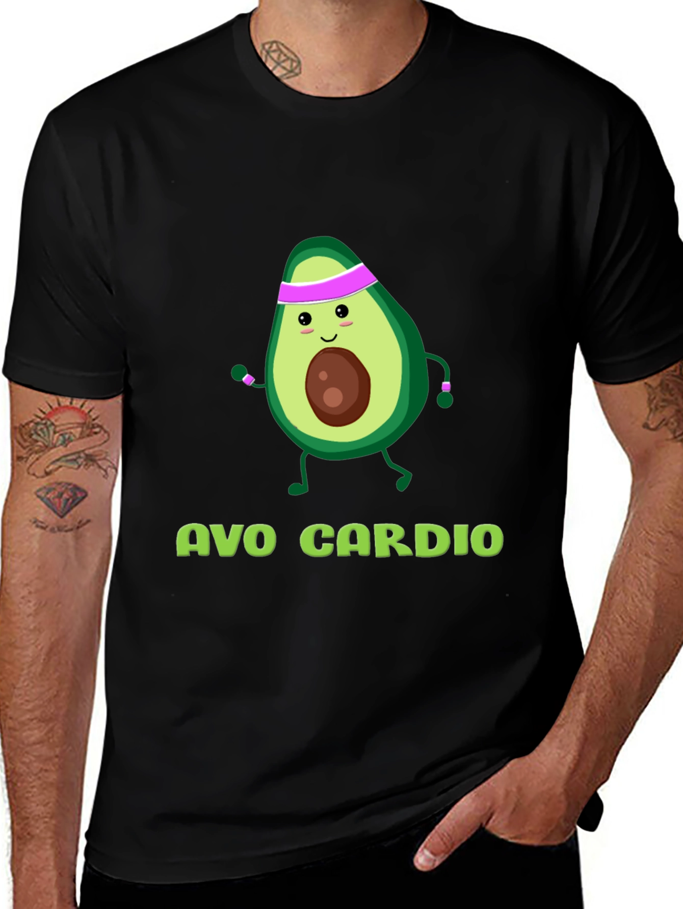 Variant 19 of Avo Cardio Black T-Shirt Funny Avocado Workout Tee