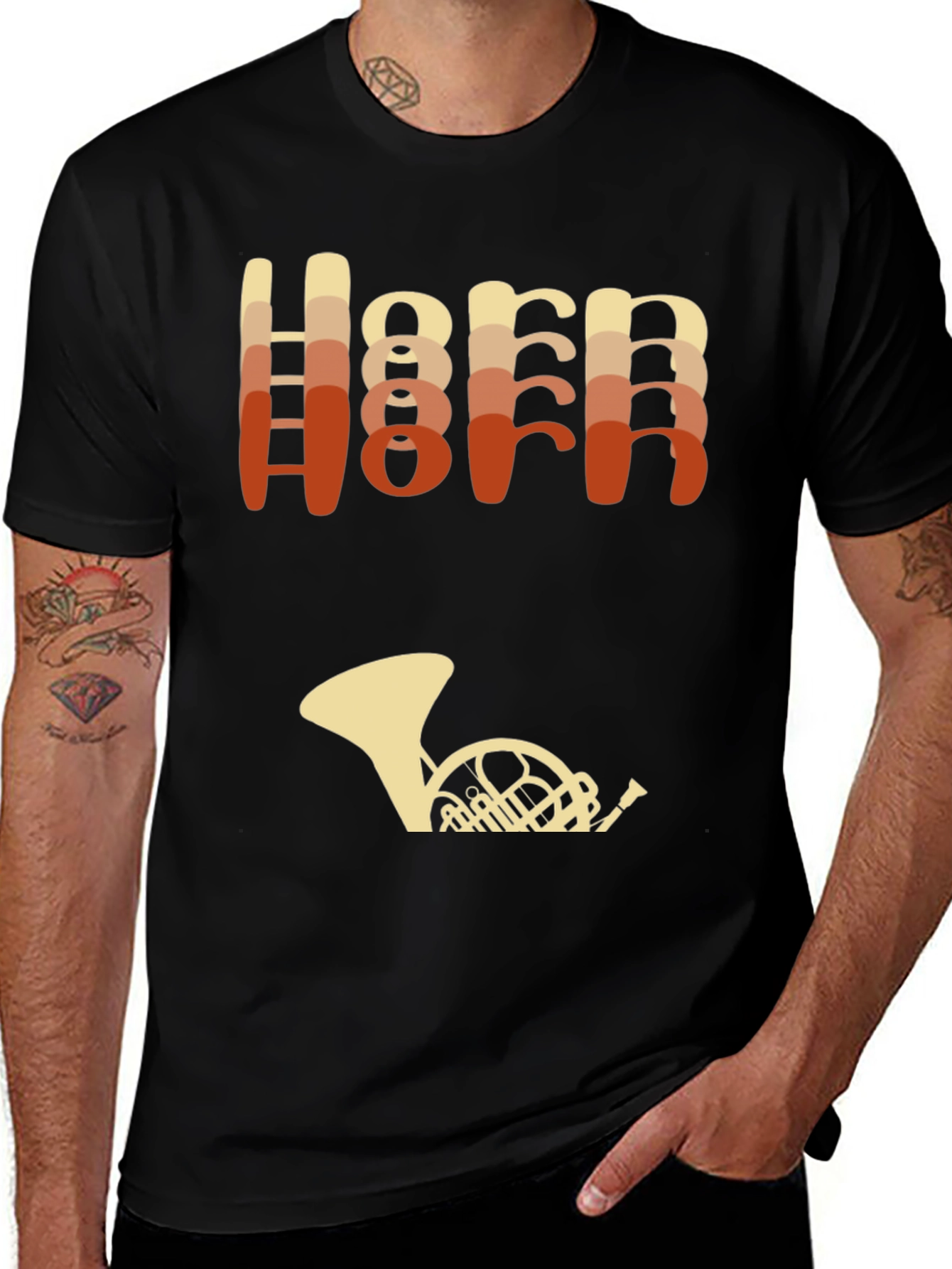 French Horn Graphic Tee - Music Lover T-Shirt