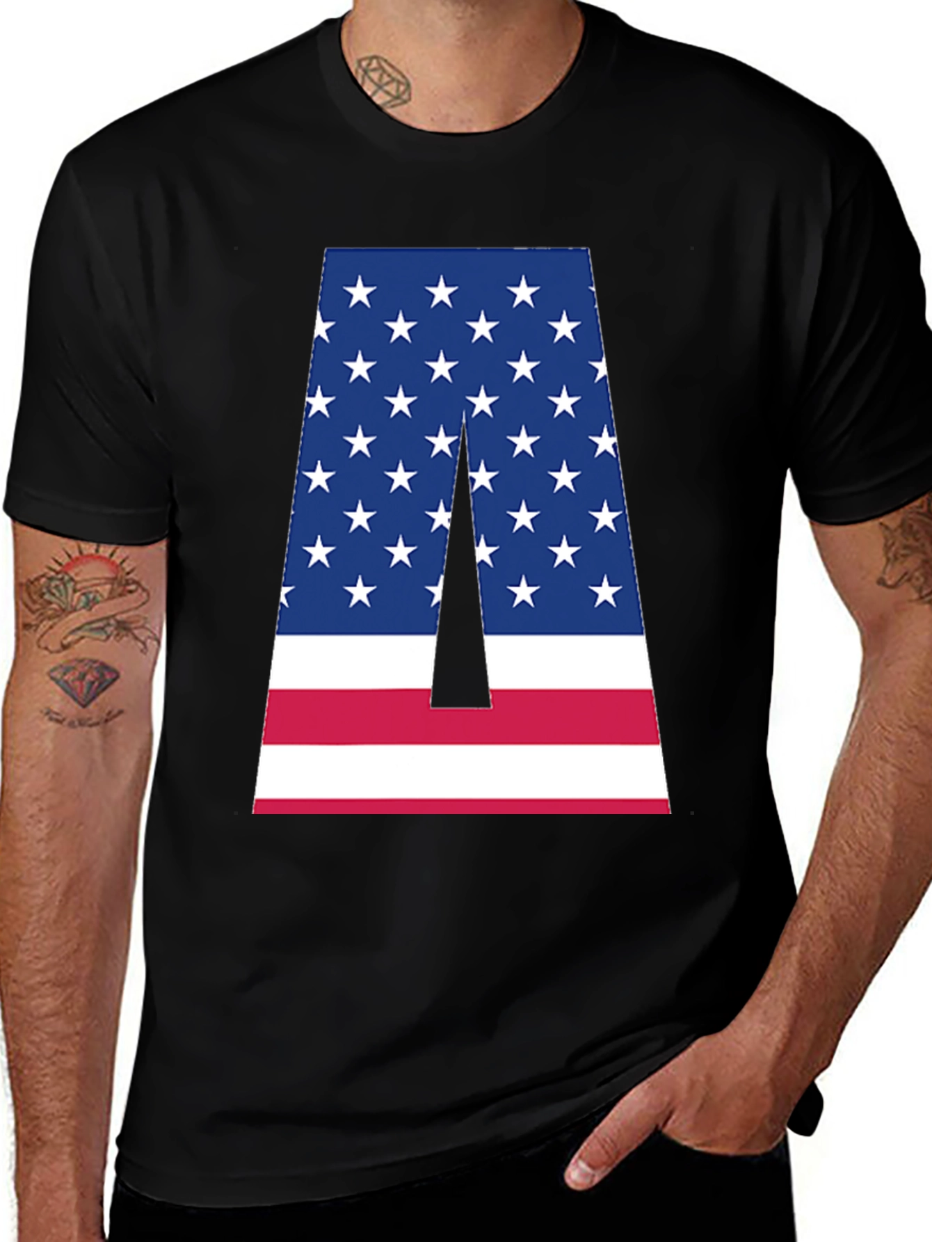 American Flag Letter A Graphic T-Shirt