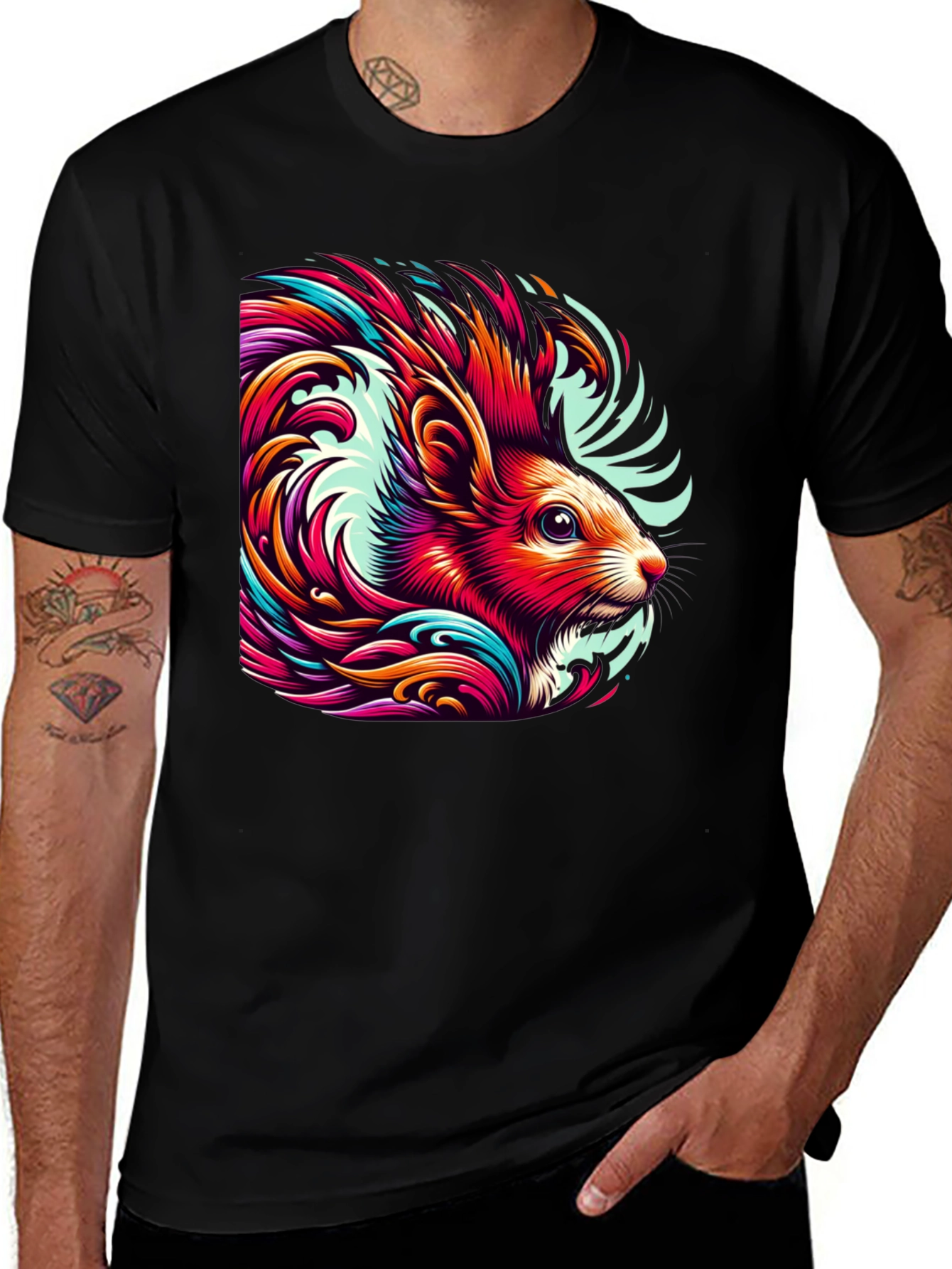 Variant 23 of Vibrant Squirrel Graphic Tee - Unique Art T-Shirt