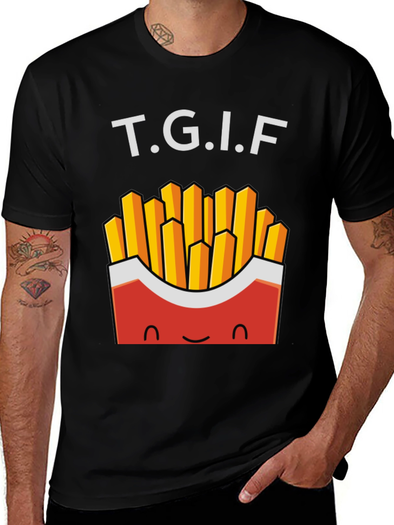 TGIF French Fries Graphic Tee - Black Crew Neck